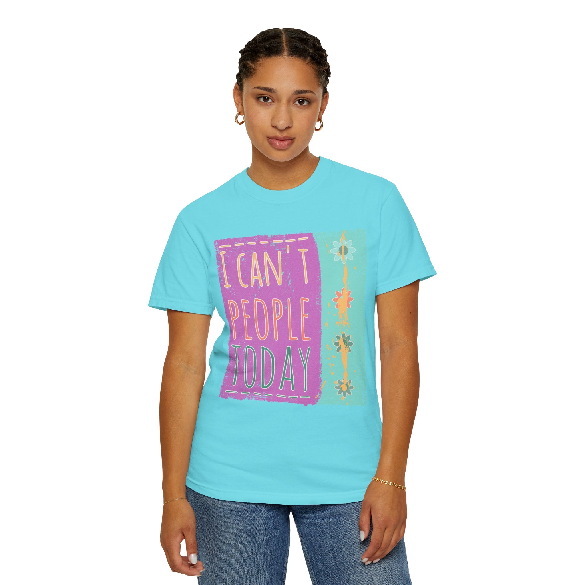 Textured I Can't People Today T-Shirt — Funny Introvert Graphic Tee