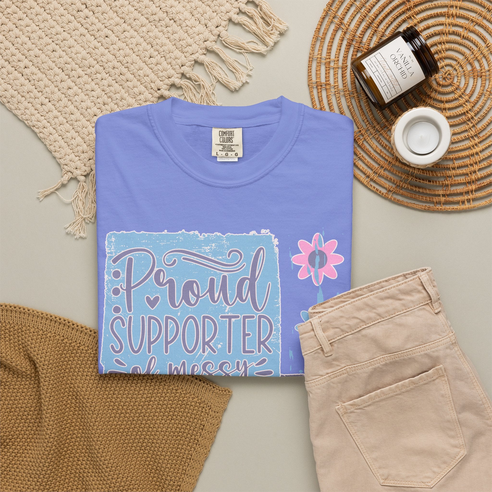 Supporter of Messy Hair & Sweatpants Textured T-Shirt