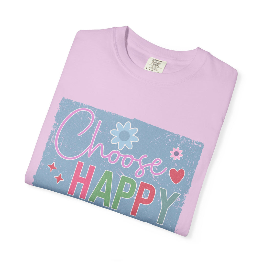 Choose HappyTextured T-Shirt — Positive Floral Graphic Tee