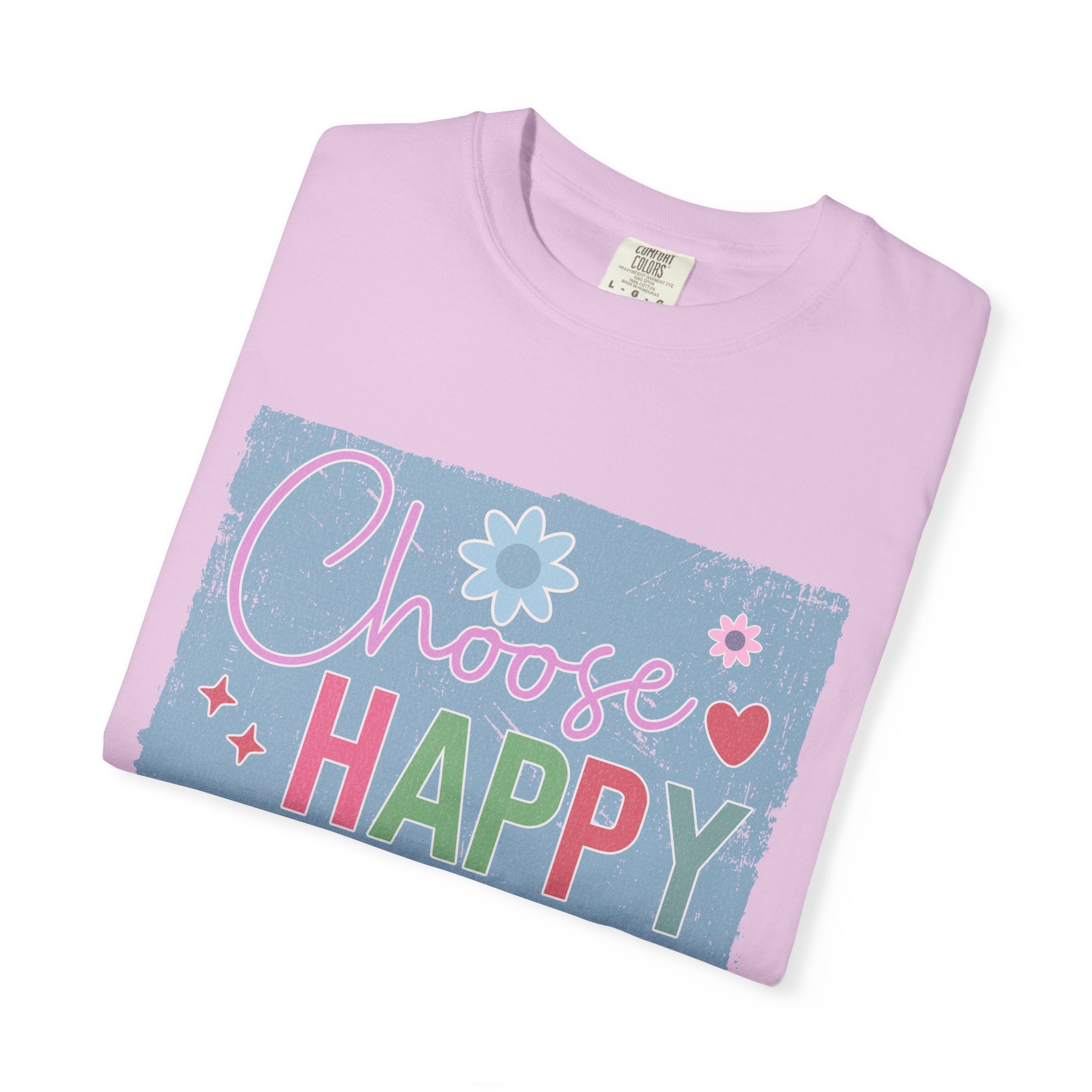 Choose HappyTextured T-Shirt — Positive Floral Graphic Tee