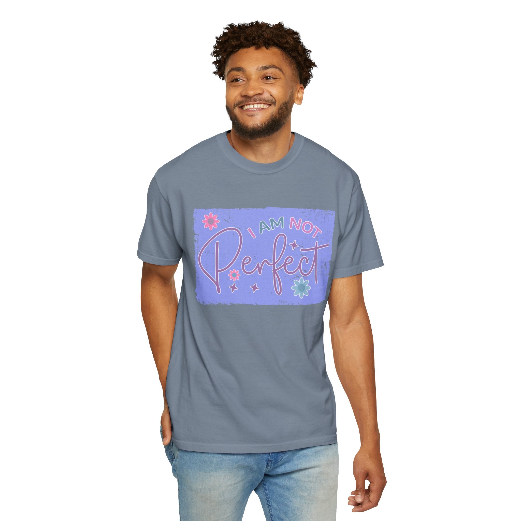 I Am Not Perfect Floral Textured T-Shirt