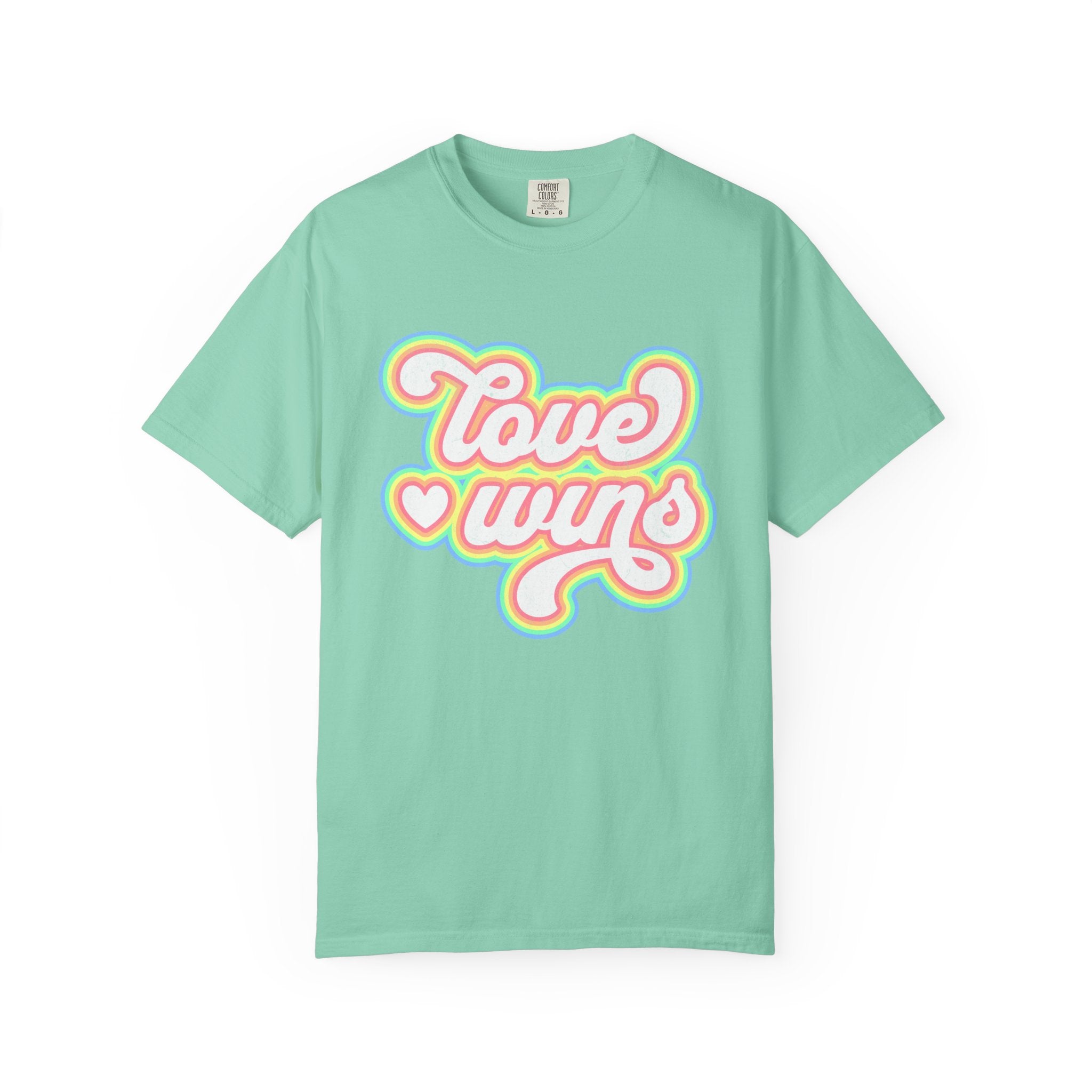 Textured Retro 'Love Wins' T-Shirt — Rainbow Script Pride Tee