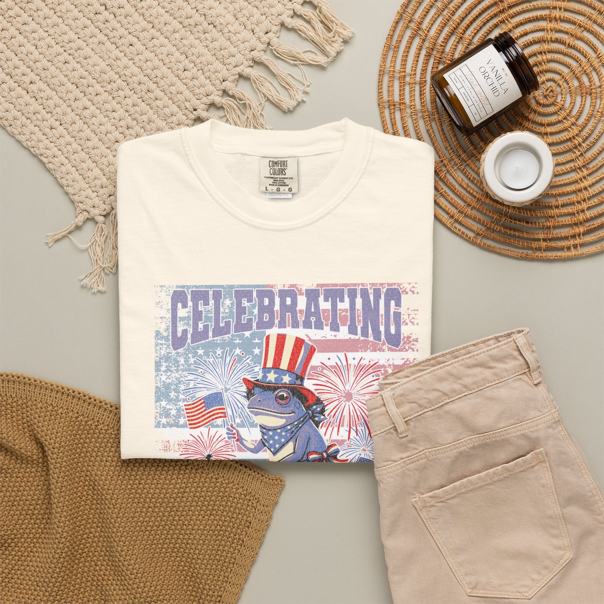 Textured Independence Day Patriotic T-Shirt — "Celebrating 250 Years of Independence" Bicycle Uncle Sam Design