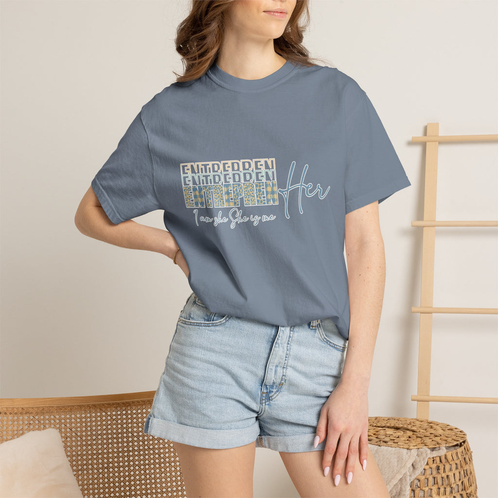 EntreprenHer Leopard Print Script Tee — "I run this, She runs you" Inspirational Graphic Tee