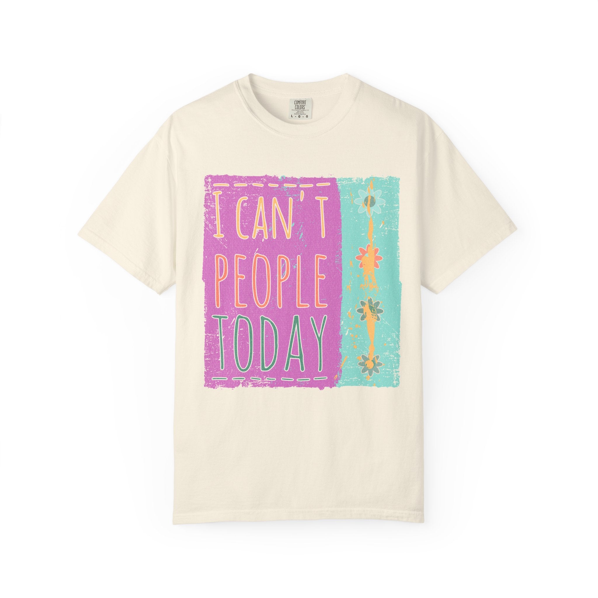 Textured I Can't People Today T-Shirt — Funny Introvert Graphic Tee
