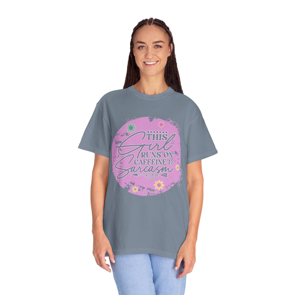 This Girl Runs on Caffeine & Sarcasm Textured T-Shirt