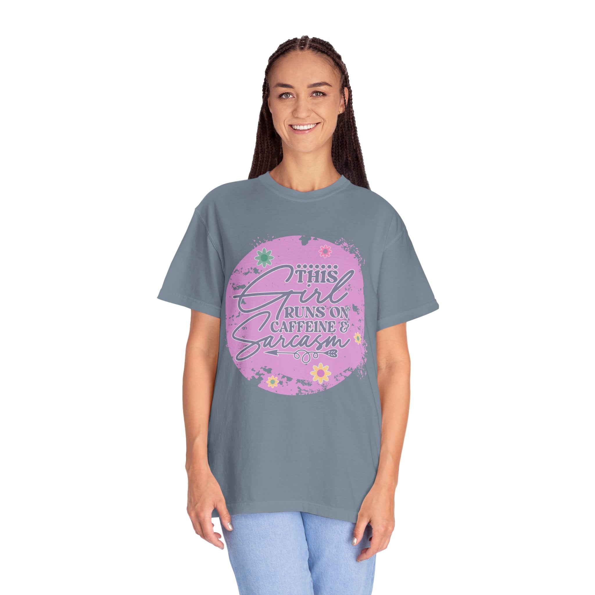 This Girl Runs on Caffeine & Sarcasm Textured T-Shirt