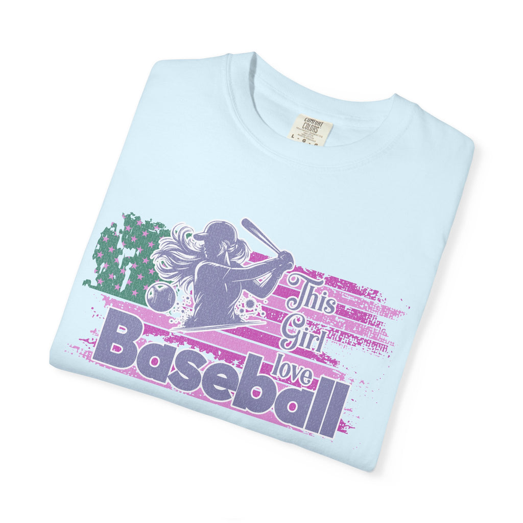 Girls Love Baseball Textured T-Shirt — Feminine Retro Baseball Tee