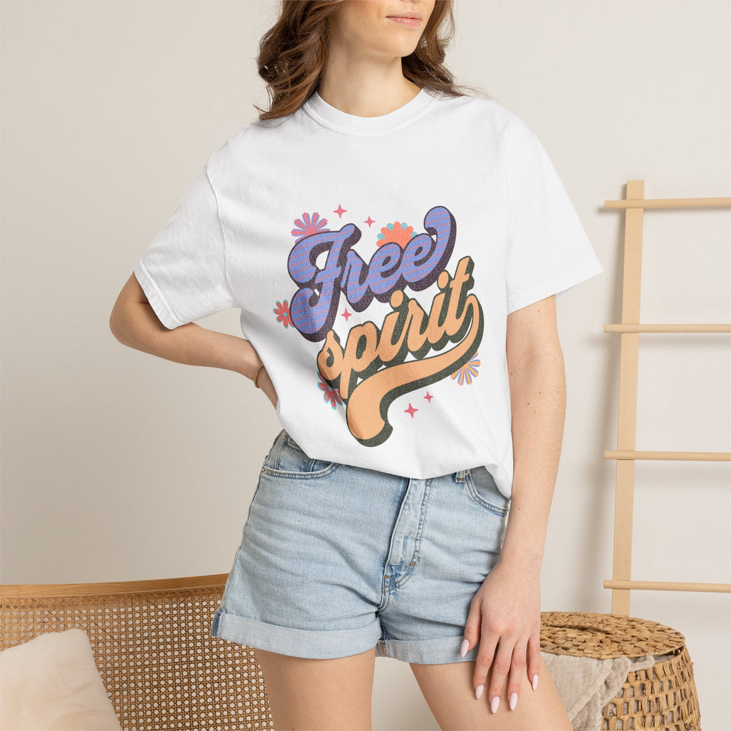 Textured Free Spirit T-Shirt — Retro Hand-Lettered Graphic Tee