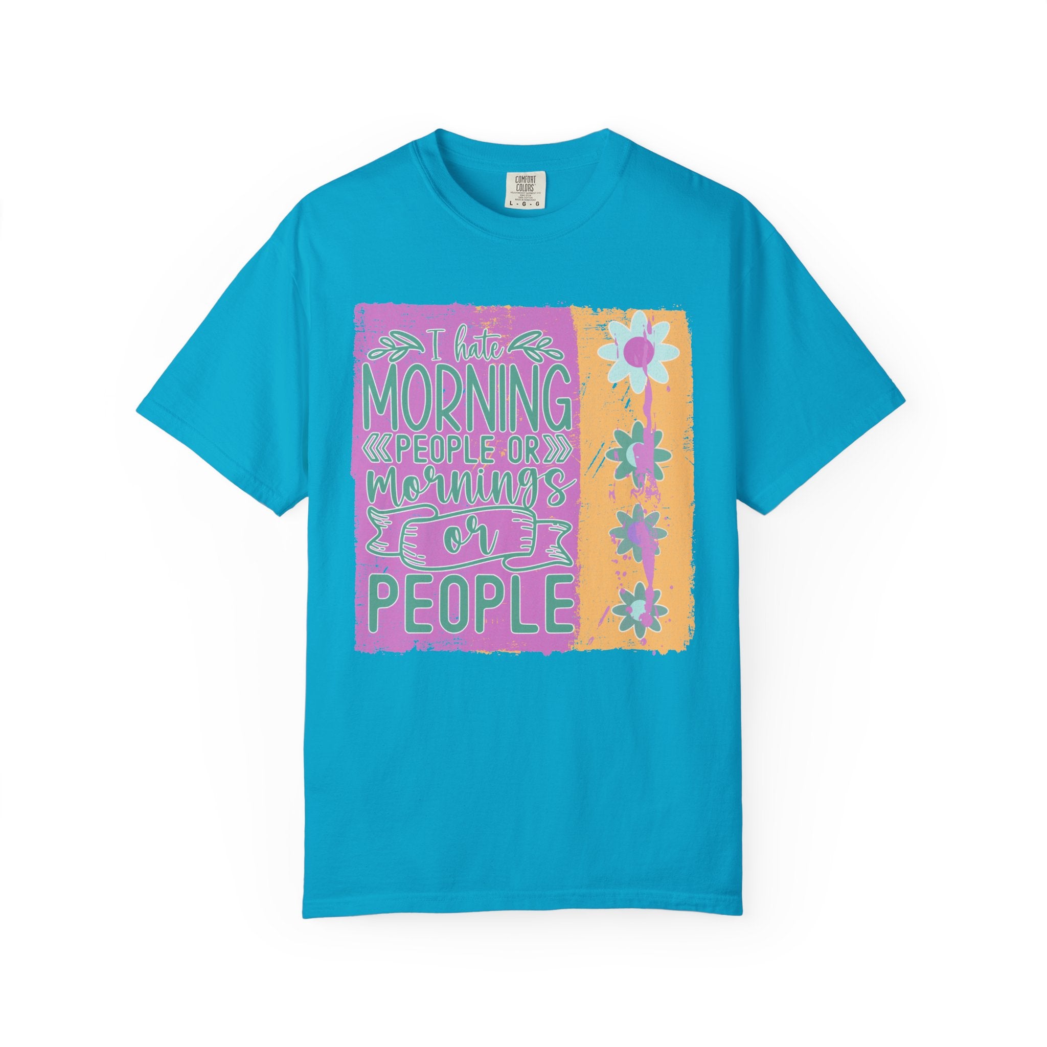 I Hate Morning People Textured  Shirt — Retro Flower Graphic Tee