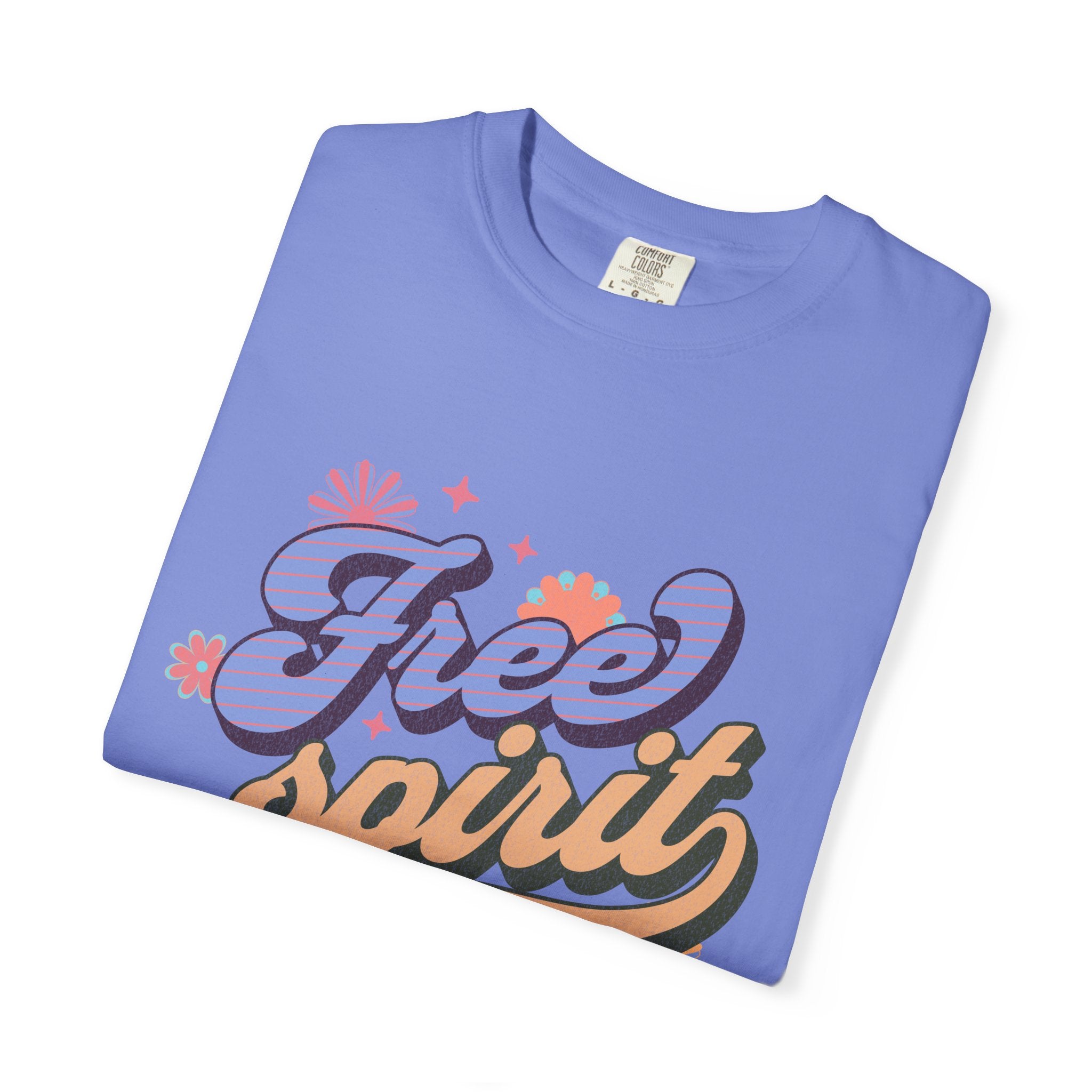 Textured Free Spirit T-Shirt — Retro Hand-Lettered Graphic Tee