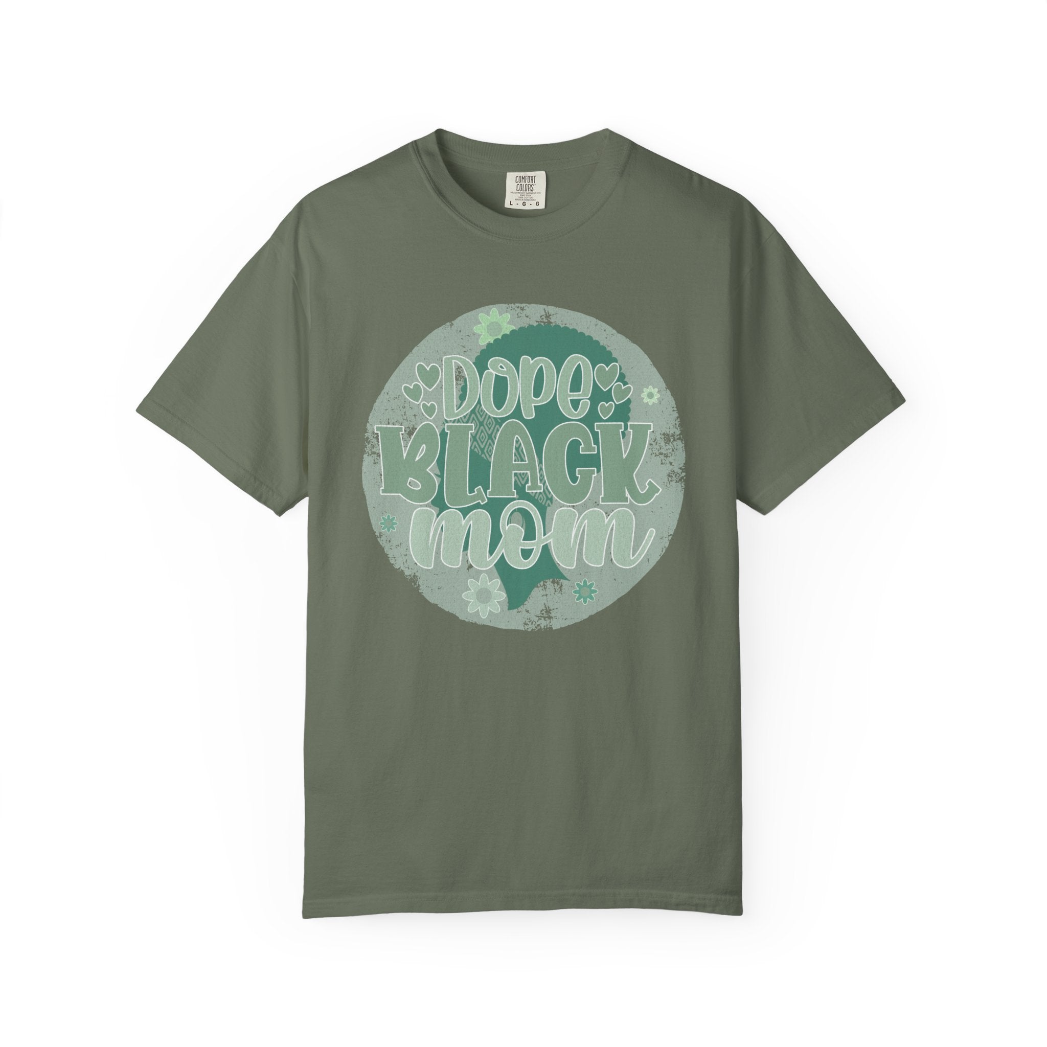 Dope Black Mom Textured T-Shirt — Retro Floral 'Dope Black Mom' Graphic Tee