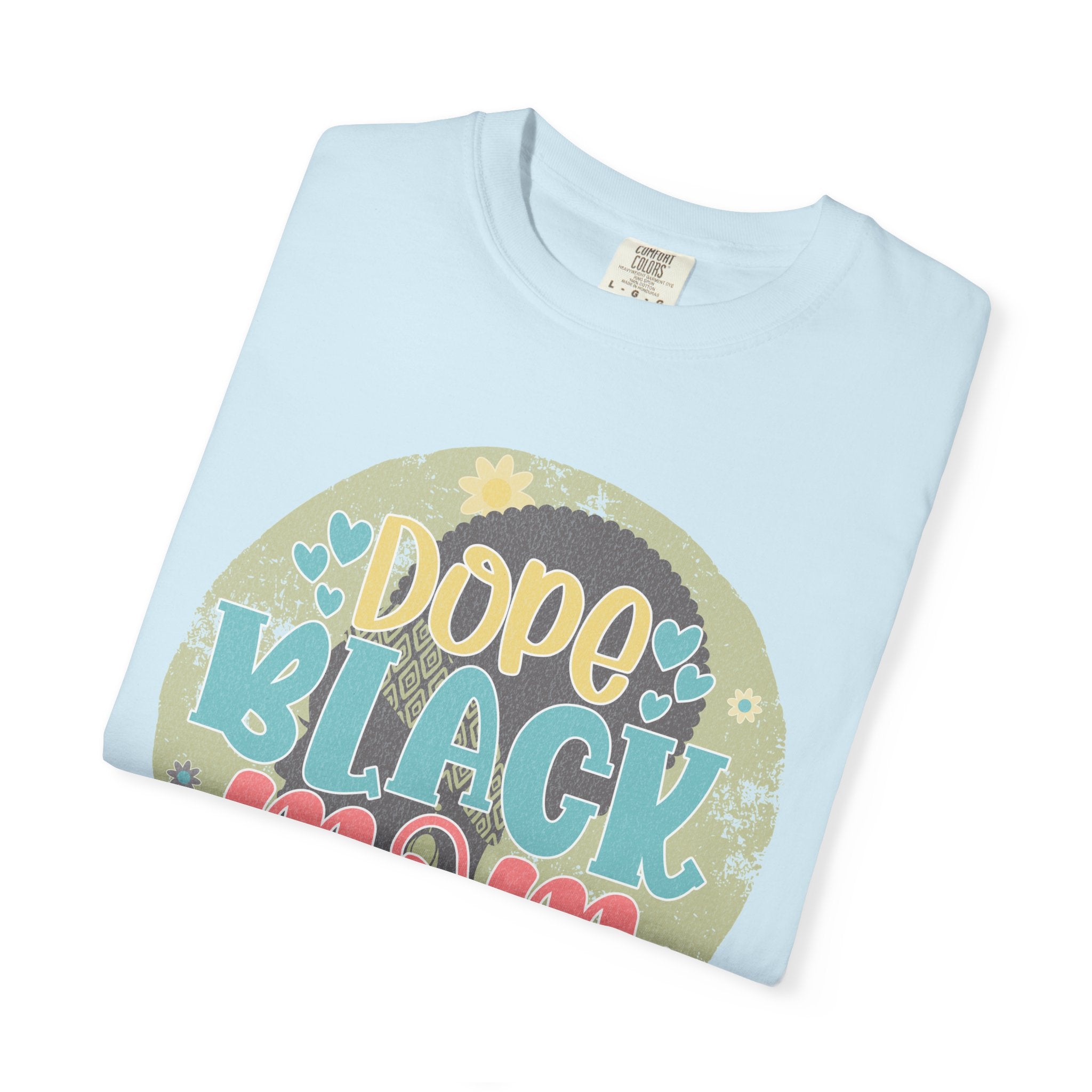 Dope Black Mom Textured T-Shirt — Floral Retro Graphic Tee for Moms