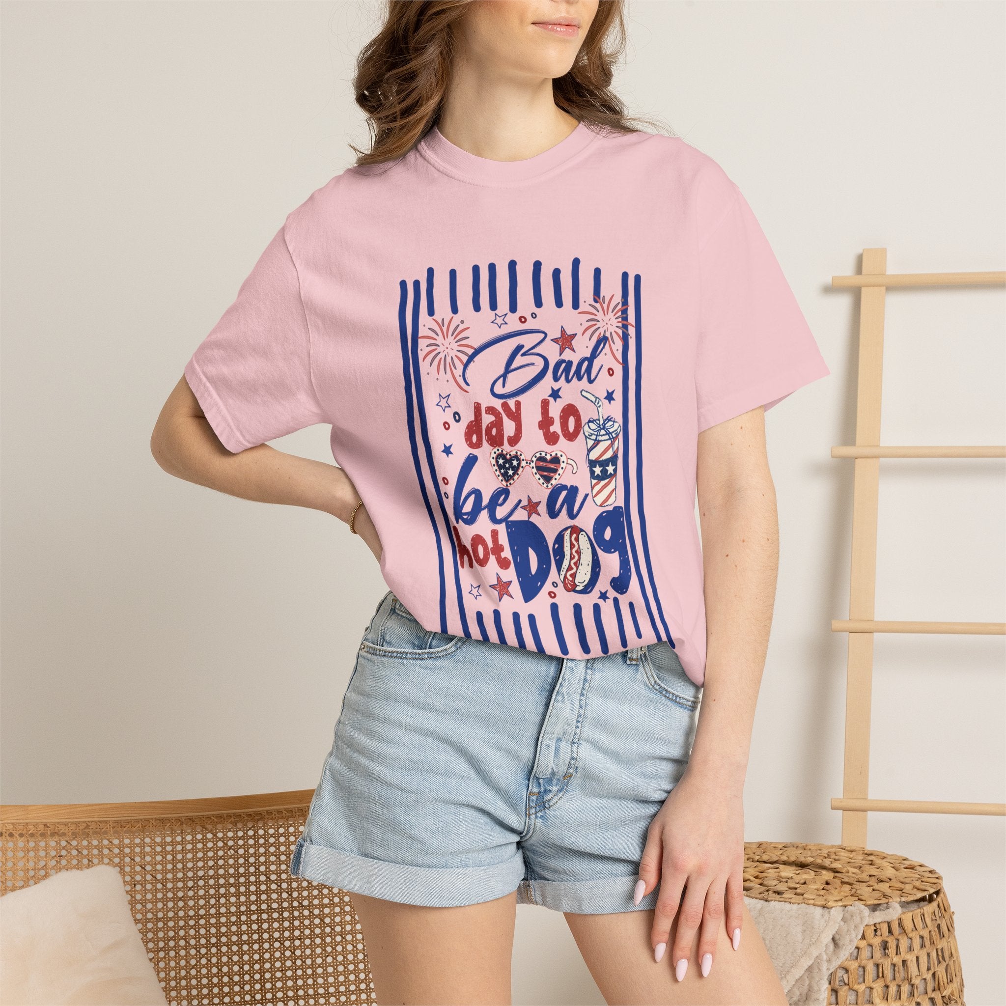 Hot Dog Patriotic Graphic T-Shirt — "Bad Day to Be a Hot Dog" 4th of July Tee