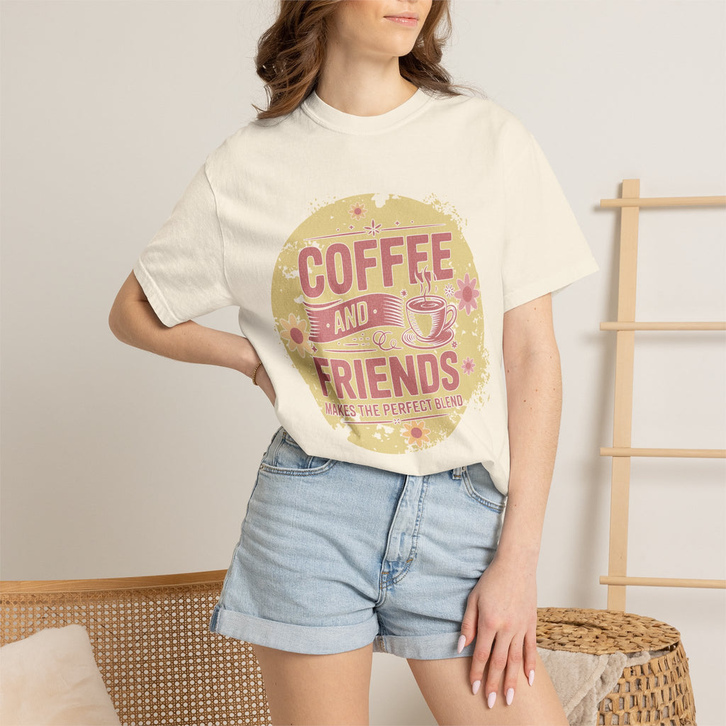 Coffee and Friends Textured T-Shirt — 'Makes the Perfect Blend' Casual Tee