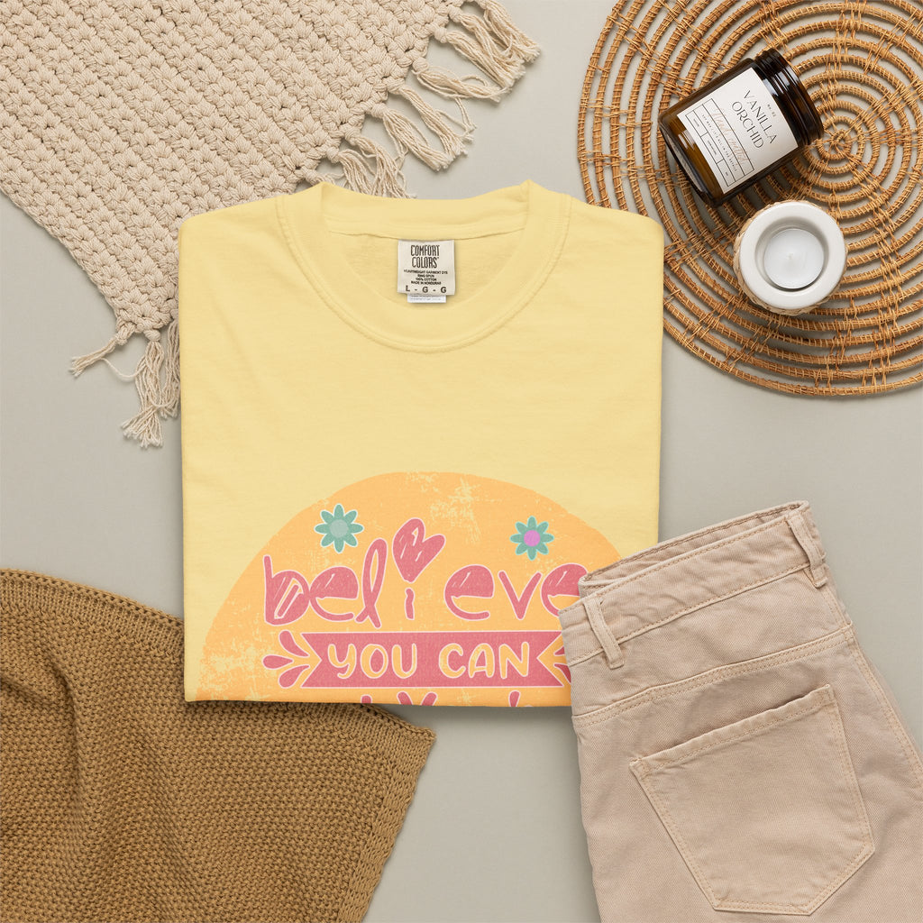 Textured Believe You Can Tee — "Believe You Can and You're Halfway There" Inspirational T‑Shirt