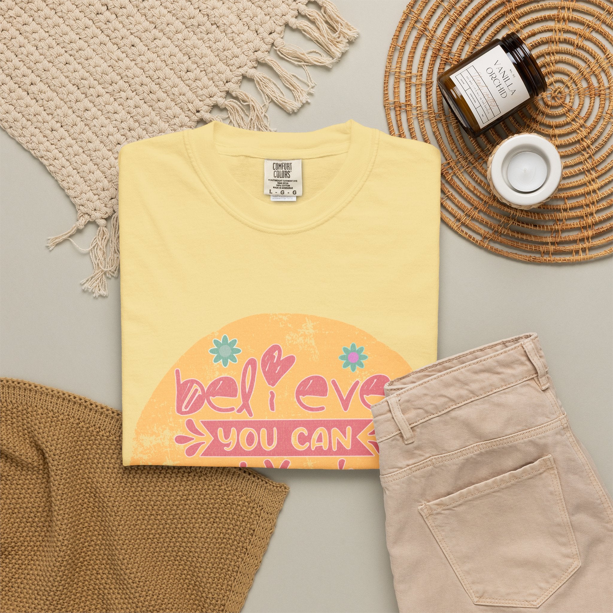 Textured Believe You Can Tee — "Believe You Can and You're Halfway There" Inspirational T‑Shirt