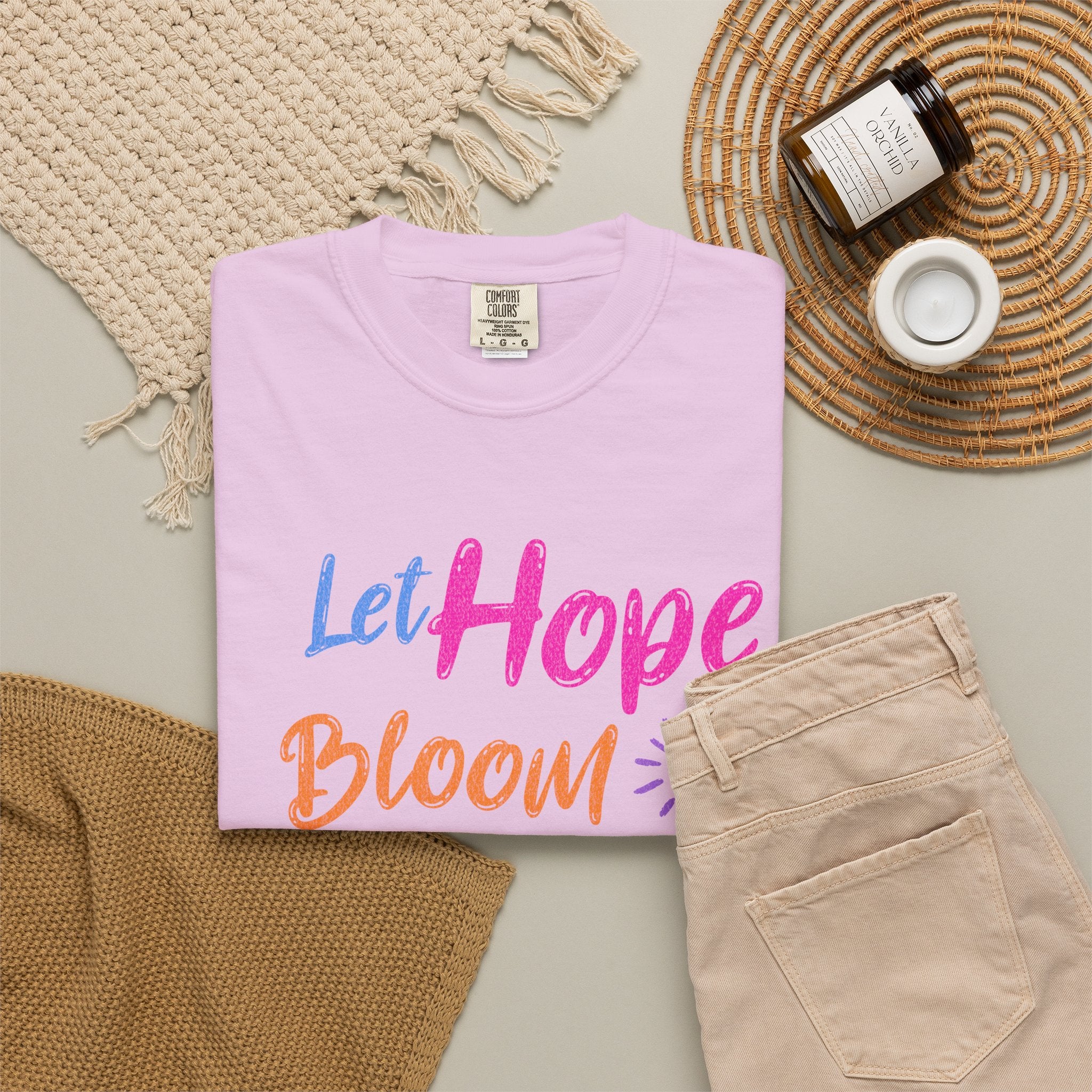 Textured Let Hope Bloom Like Wild Flowers T-Shirt