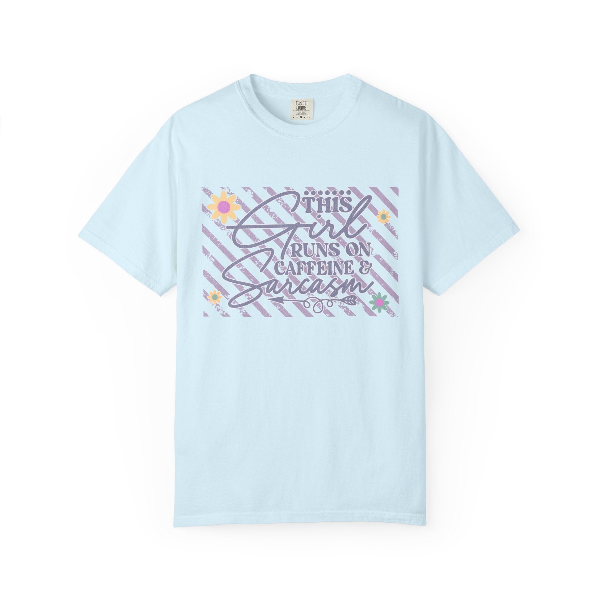 This Girl Runs On Caffeine & Sarcasm  — Textured Women's Graphic T-Shirt