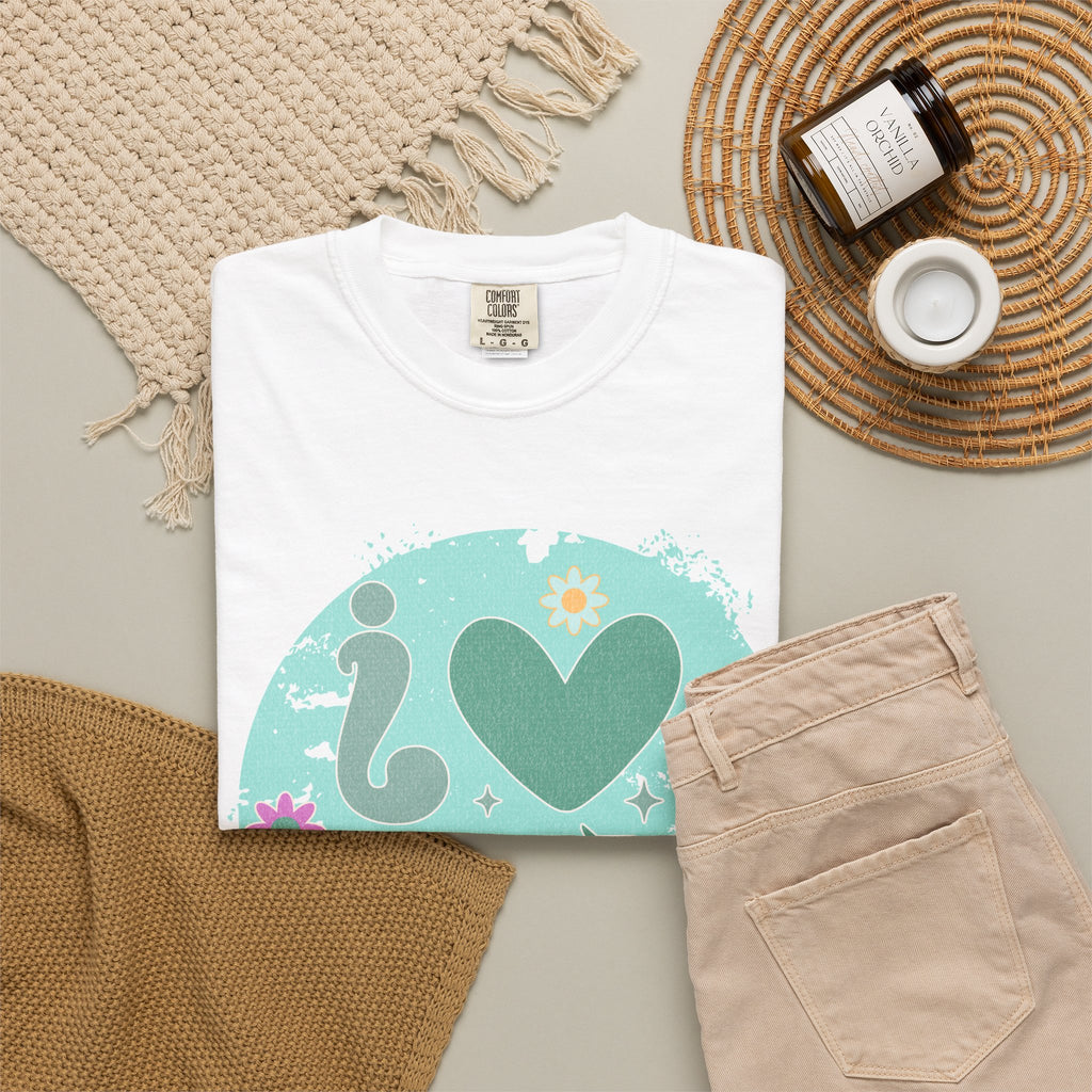 Funny Retro Self Love Textured Tee — Retro Floral Love Tee