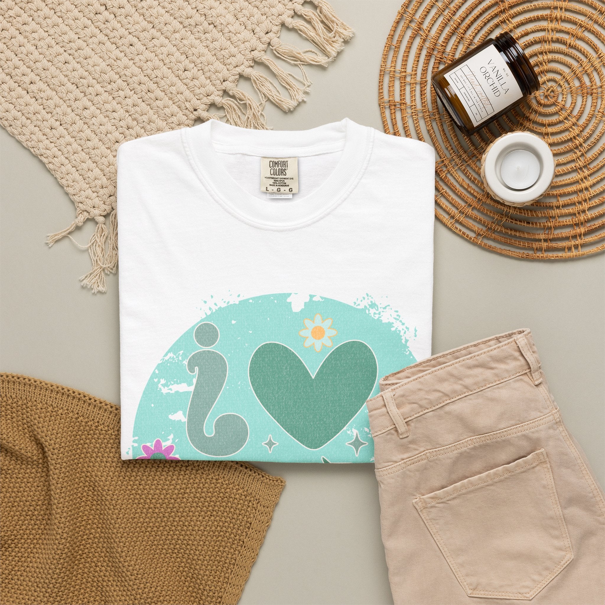 Funny Retro Self Love Textured Tee — Retro Floral Love Tee