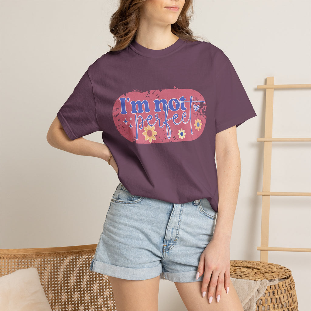 I'm Not Perfect Textured Floral T-Shirt — Retro Flower Graphic Tee