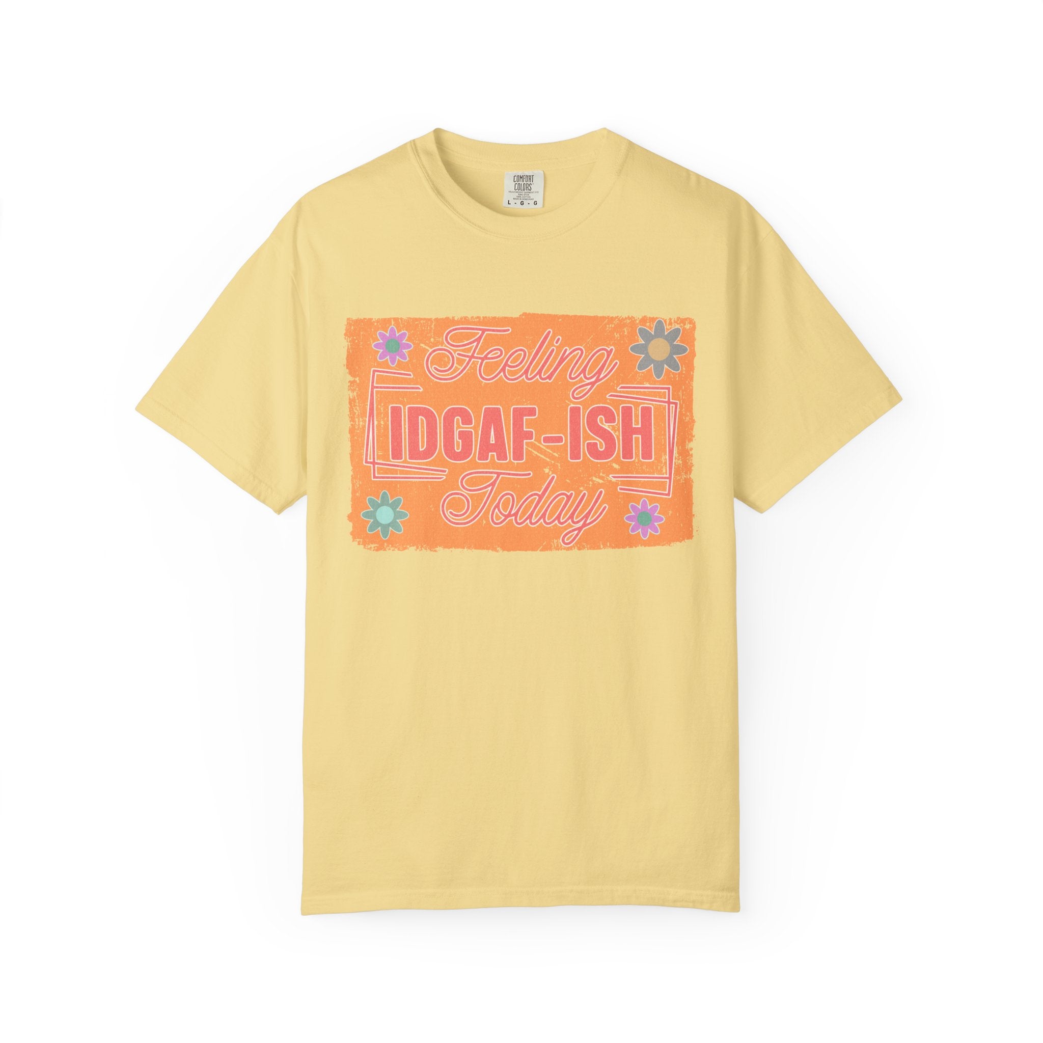IDGAF-ISH Retro Floral Textured T-Shirt — Funny Sarcastic Graphic Tee