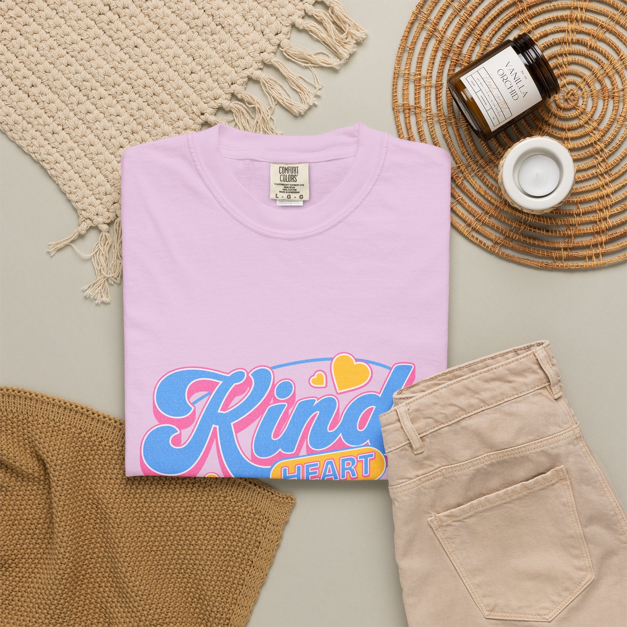 Textured Kind Heart T-Shirt — Retro Script Hearts Tee
