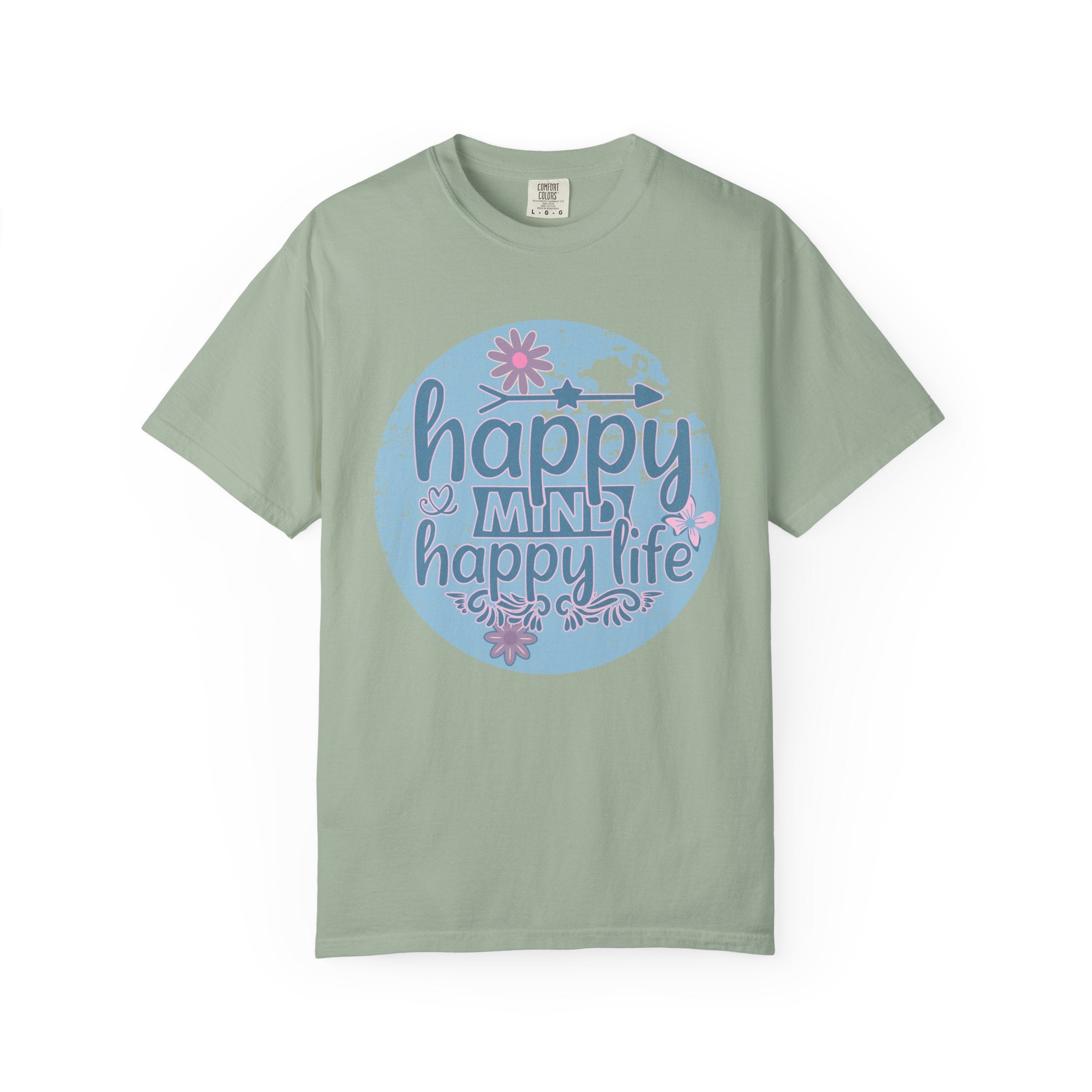 Happy Mind Happy Life Textured T-Shirt