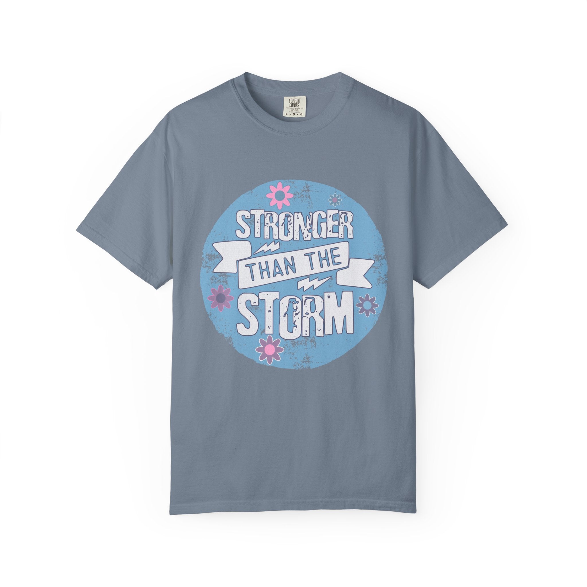Textured  Stronger Than The Storm T-Shirt — Inspirational Resilience Graphic Tee