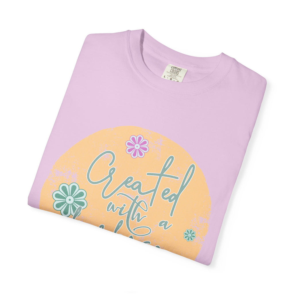 Created with a Purpose T-shirt |Textured Floral Handlettering Circle Design