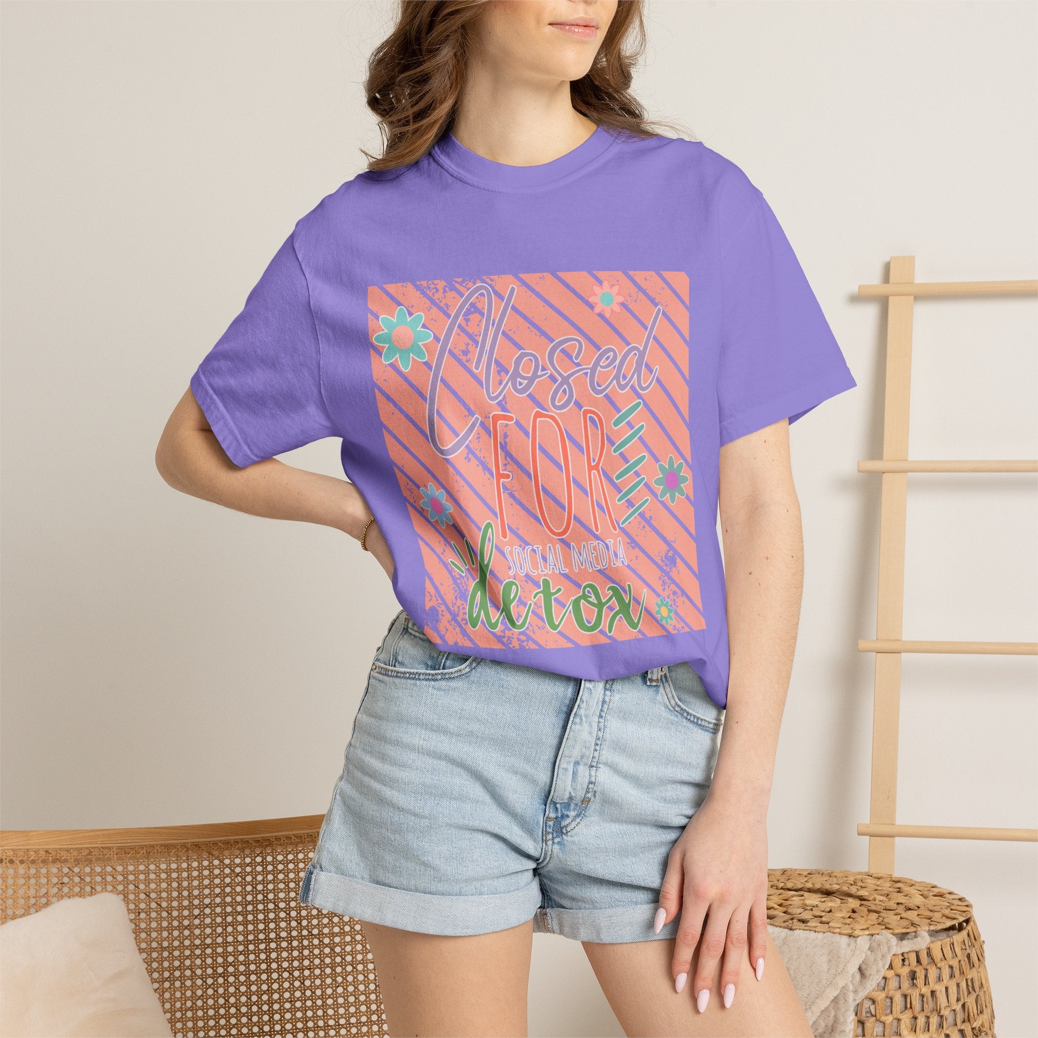 Closed for Detox Textured T-Shirt — Retro Pastel Spa Vibe Tee