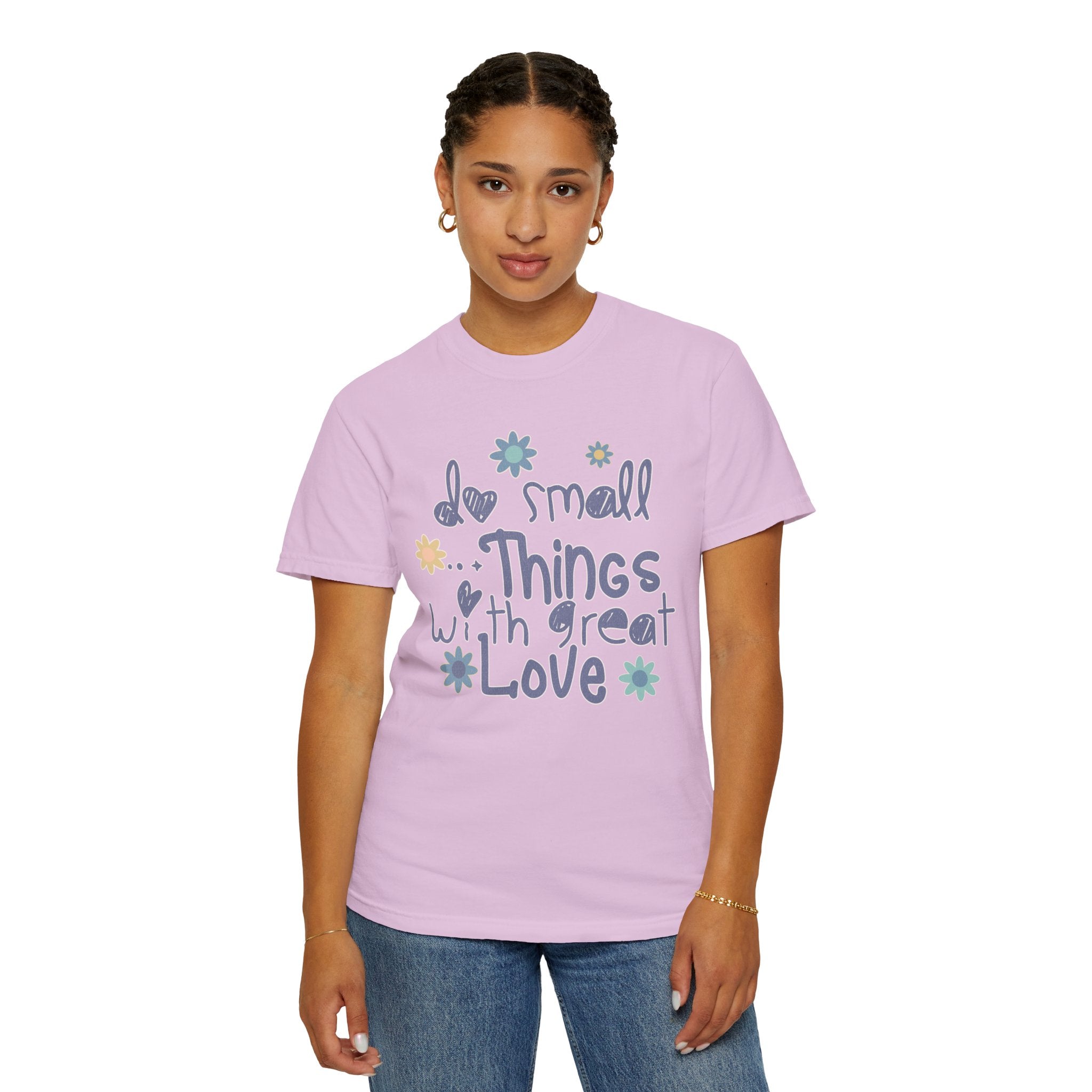 Textured T-Shirt — "Do Small Things with Great Love" Floral Graphic Tee