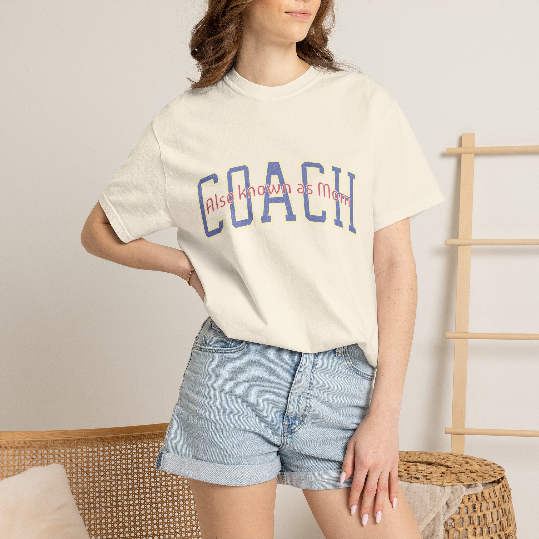 Coach Also Known As Mom — Textured Collegiate Style Tee