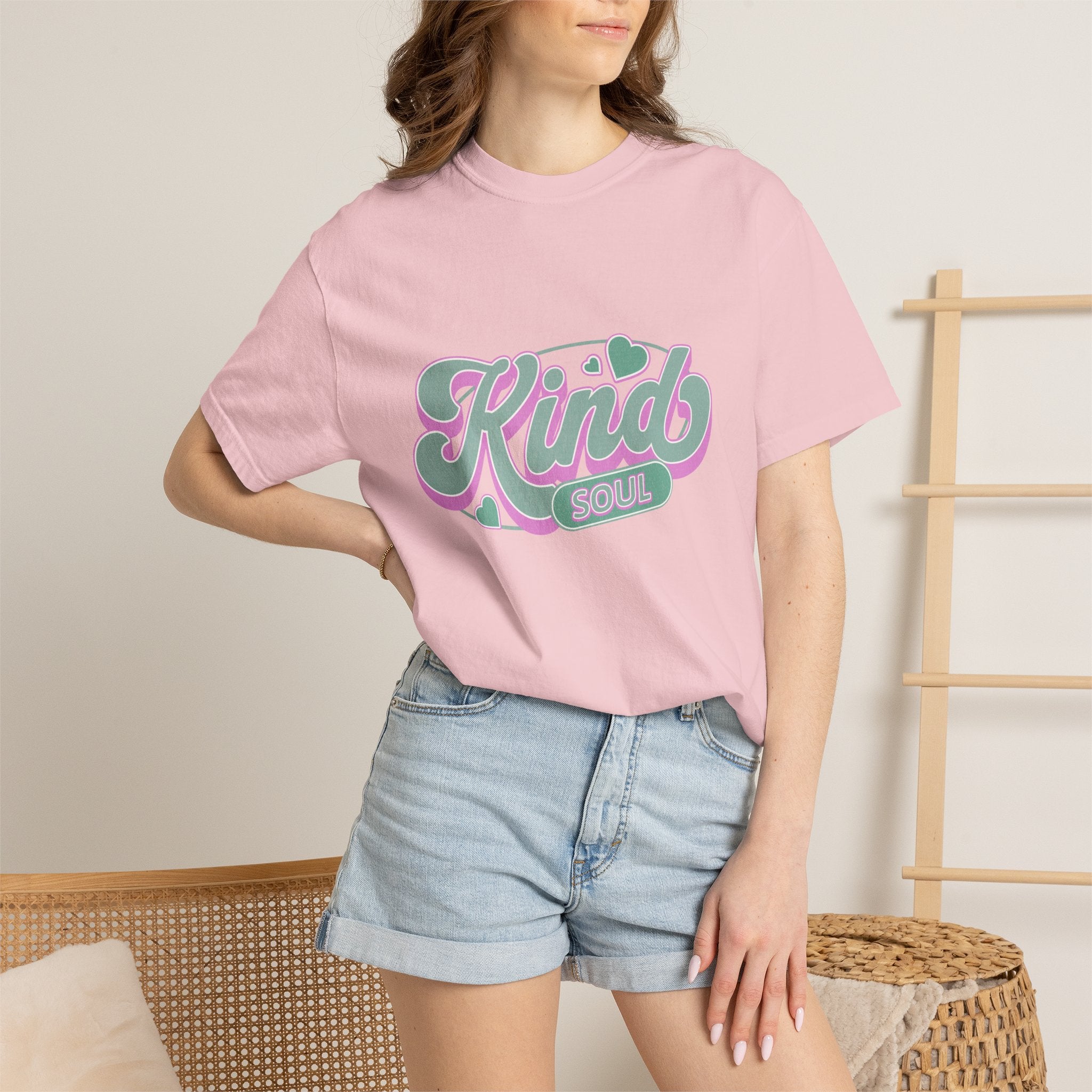 Textured Kind Soul T-Shirt — Retro Pastel Graphic Tee
