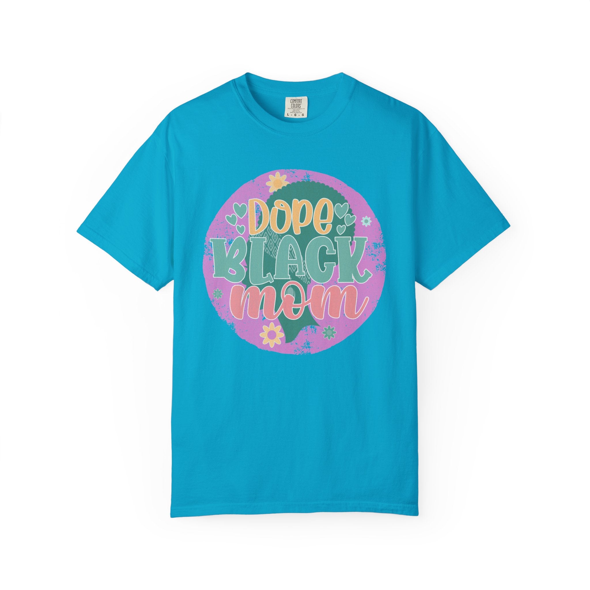 Dope Black Mom Textured T-Shirt — Retro Floral Pride Tee for Black Moms