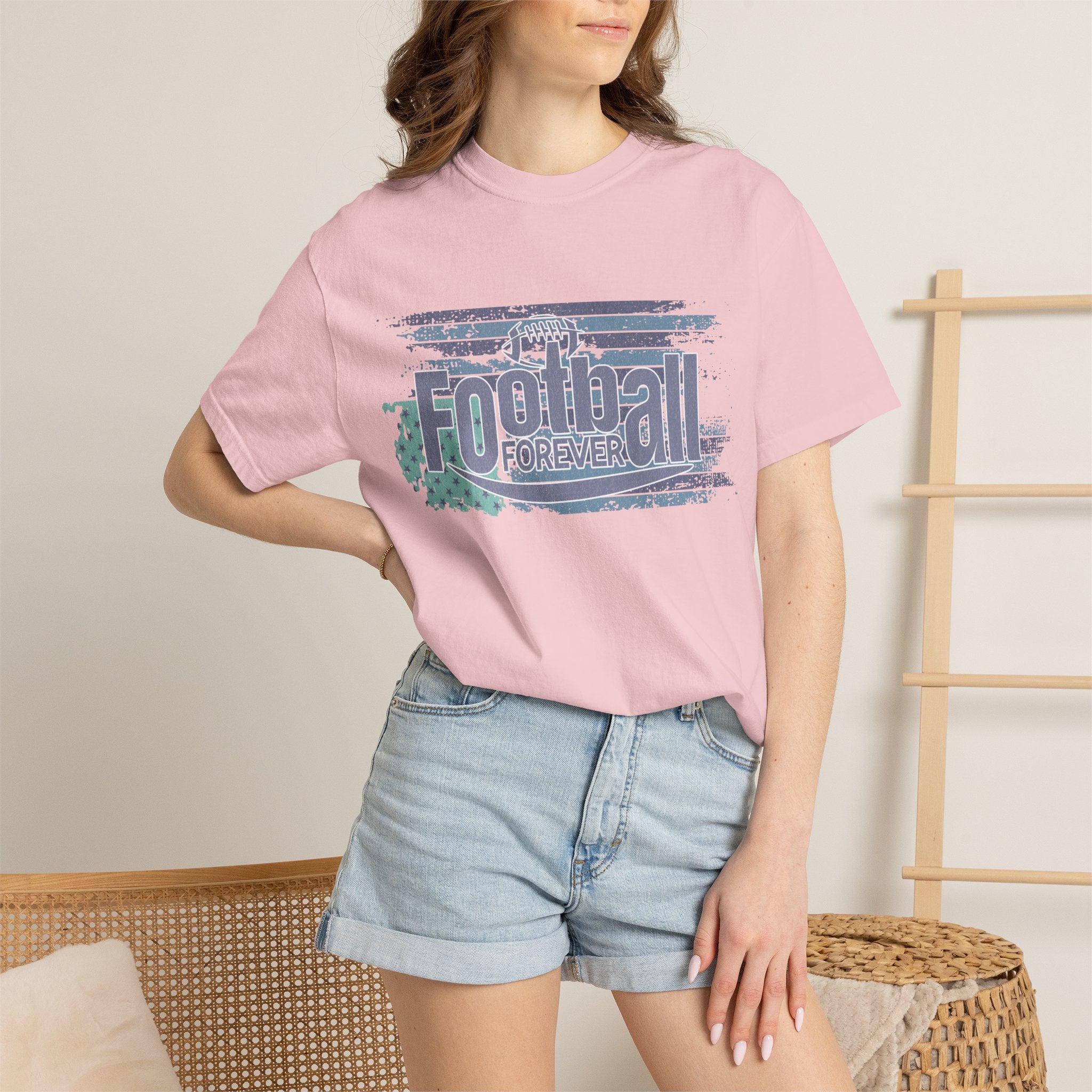 Football Forever Vintage Tee — Retro Grunge Football Graphic T-Shirt
