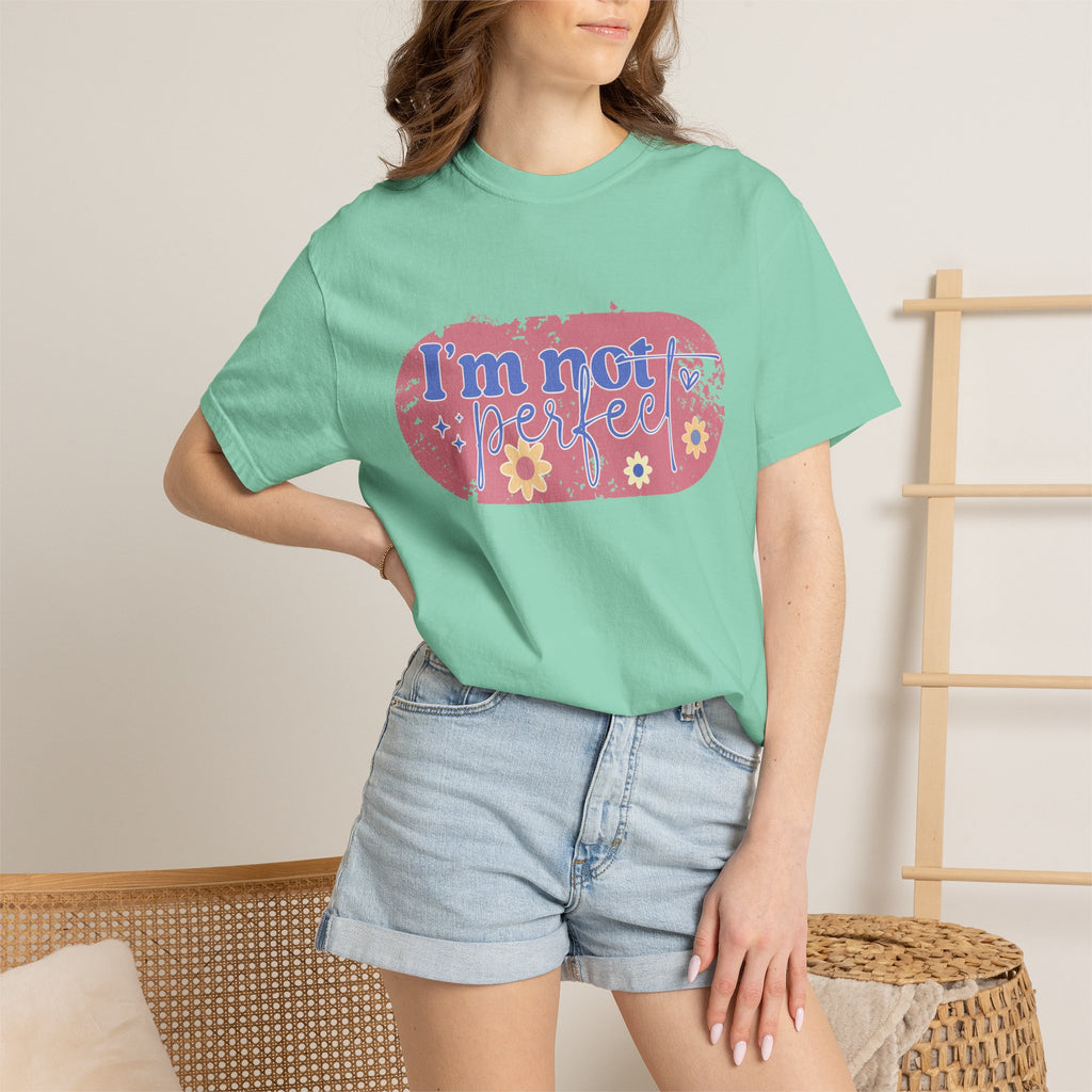 I'm Not Perfect Textured Floral T-Shirt — Retro Flower Graphic Tee