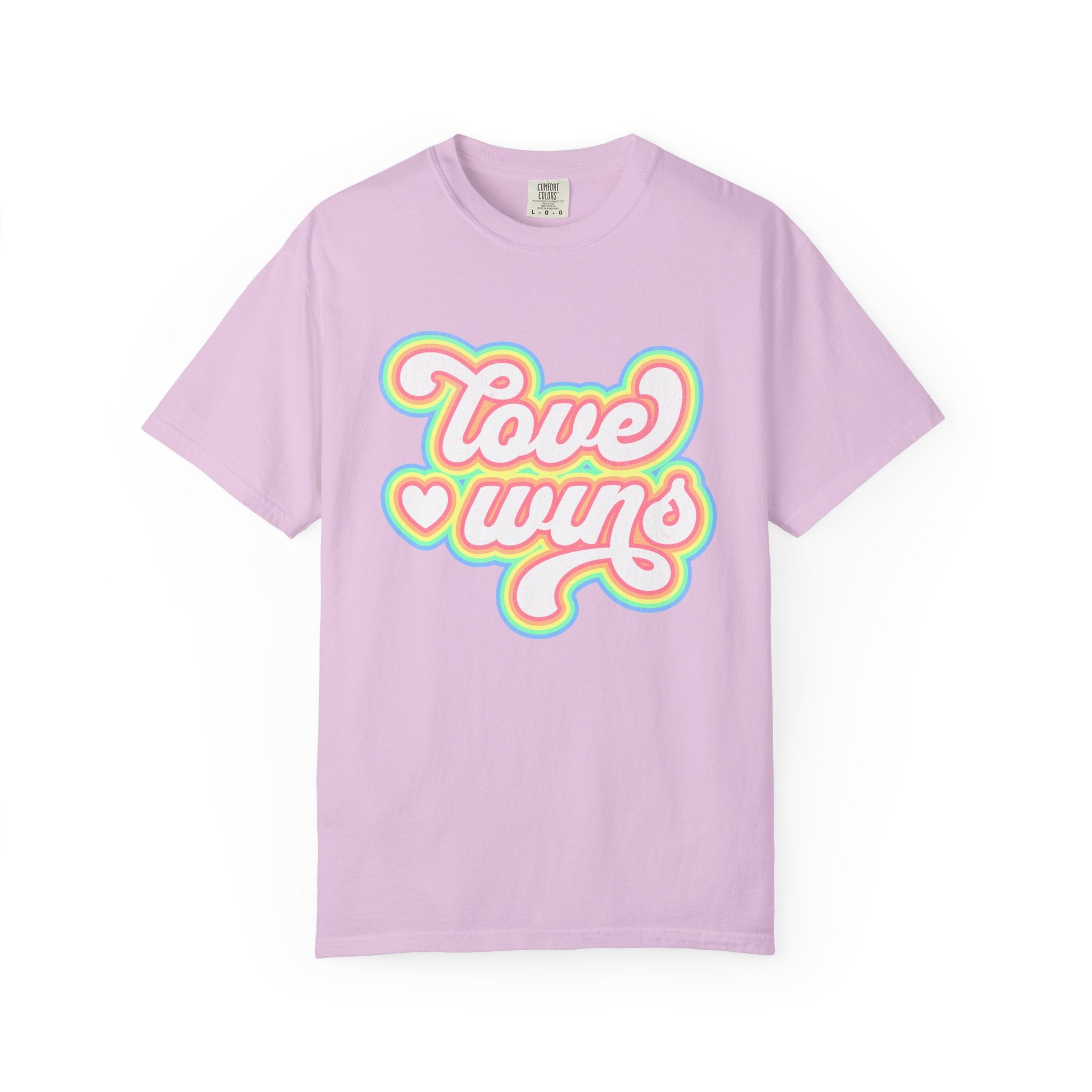 Textured Retro 'Love Wins' T-Shirt — Rainbow Script Pride Tee