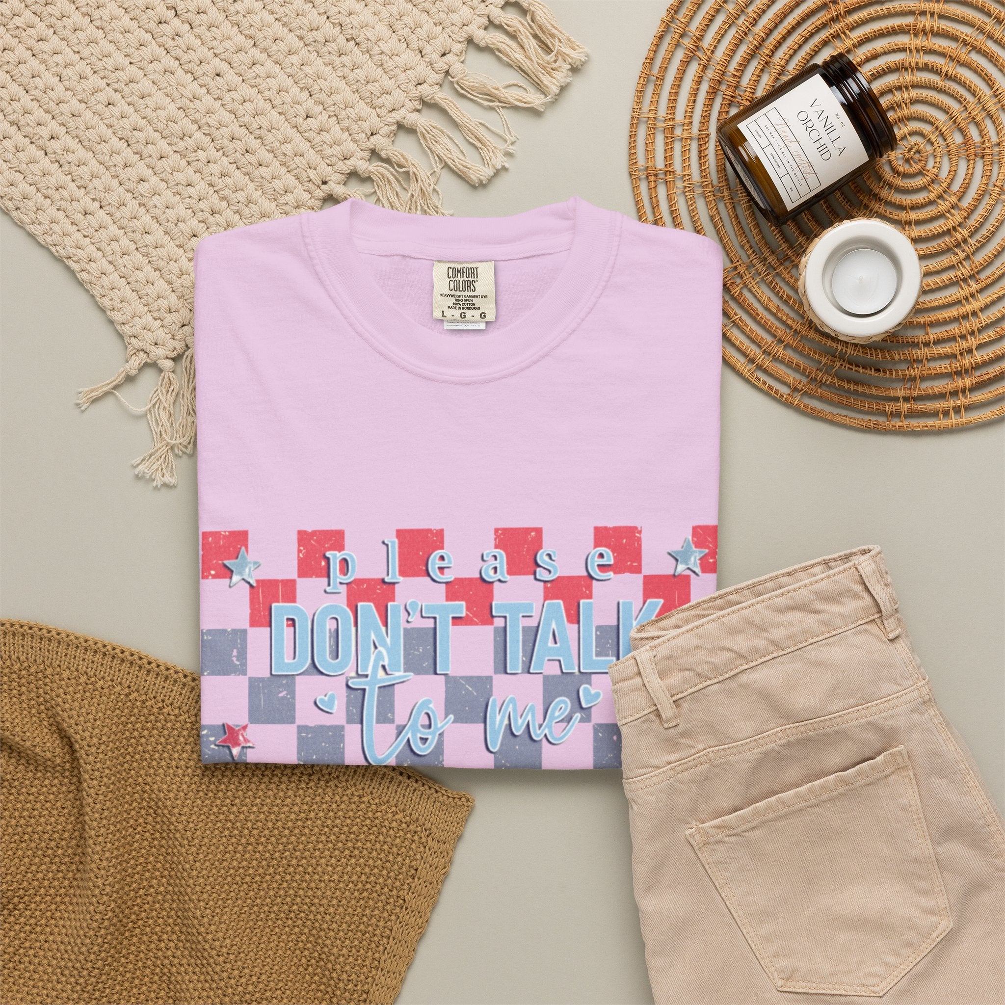 Textured Don’t Talk to Me Checkerboard T-Shirt — Retro USA Graphic Tee