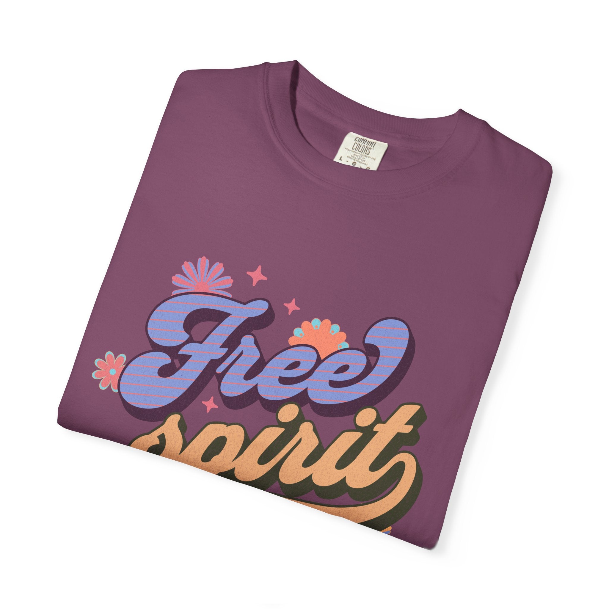 Textured Free Spirit T-Shirt — Retro Hand-Lettered Graphic Tee