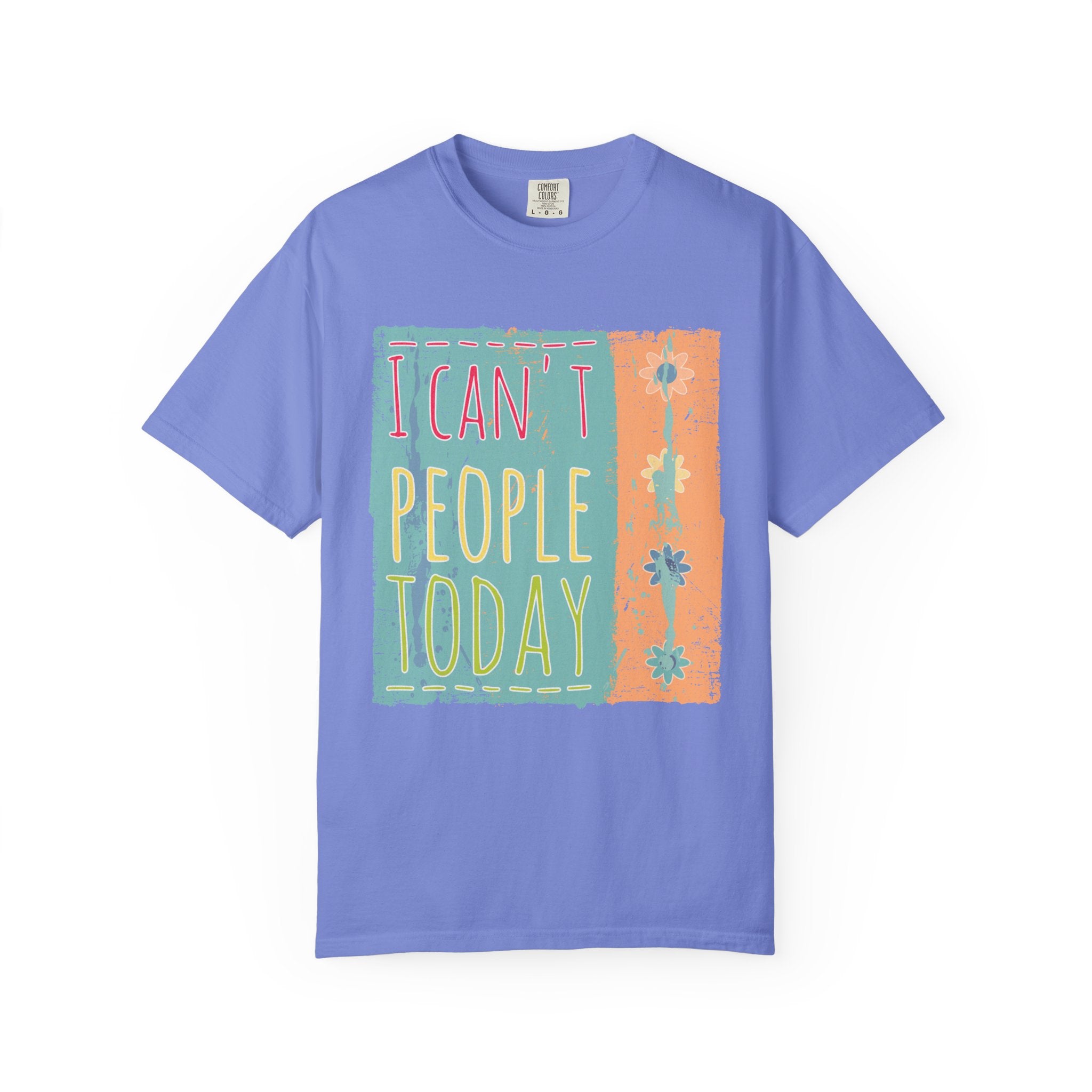 Textured I Can't People Today T-Shirt — Funny Introvert Graphic Tee