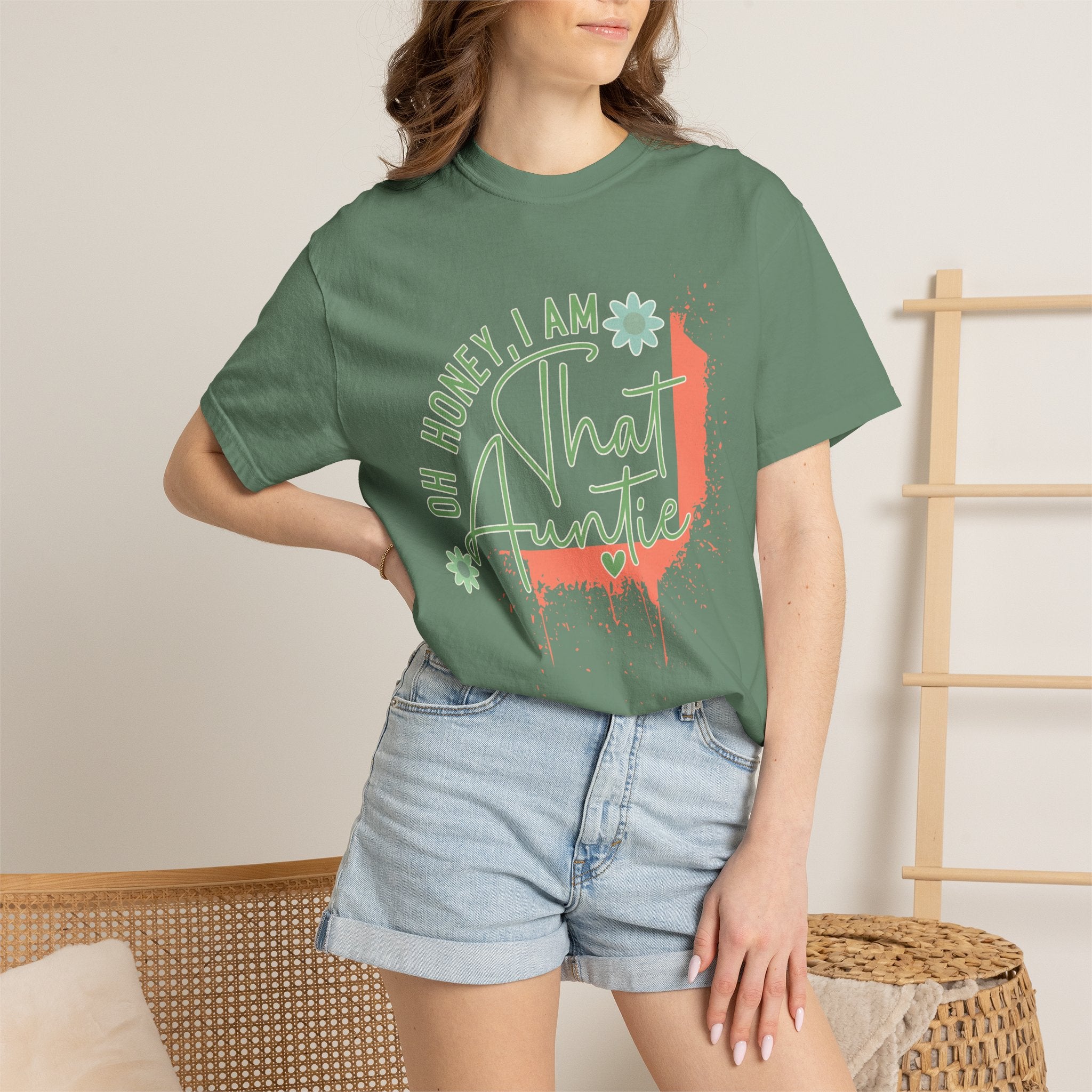 That Auntie Textured T-Shirt — "Oh Honey, I Am That Auntie" Graphic Tee
