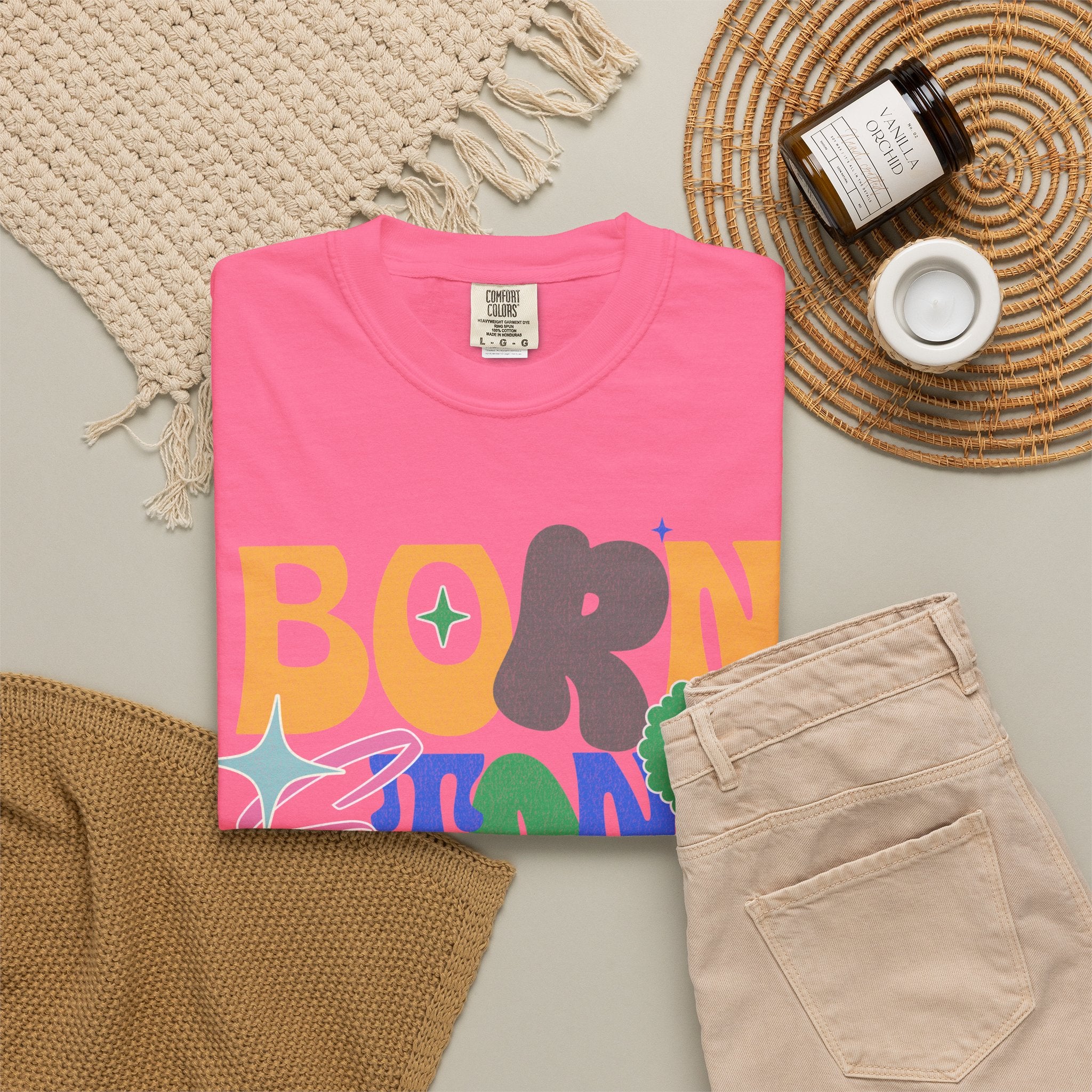 Born to Stand Out Graphic Textured T-Shirt