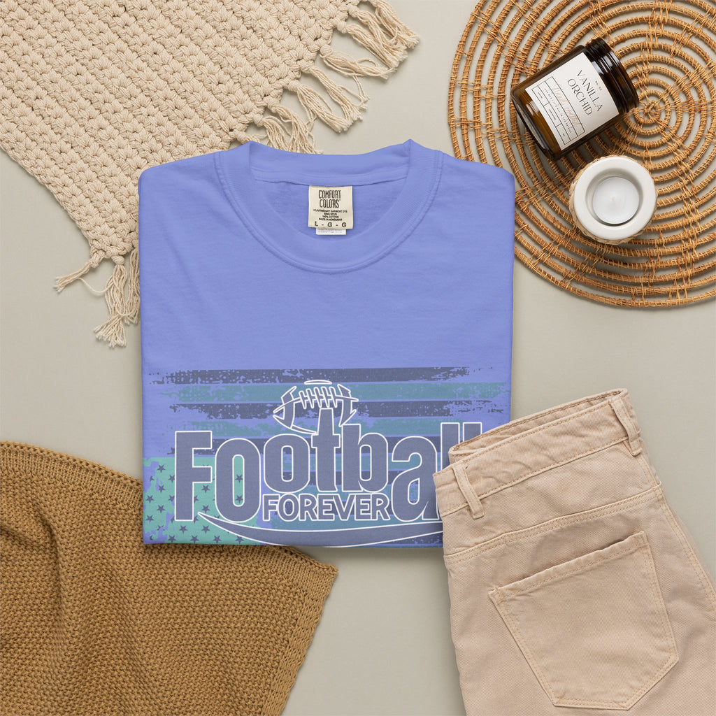 Football Forever Vintage Tee — Retro Grunge Football Graphic T-Shirt