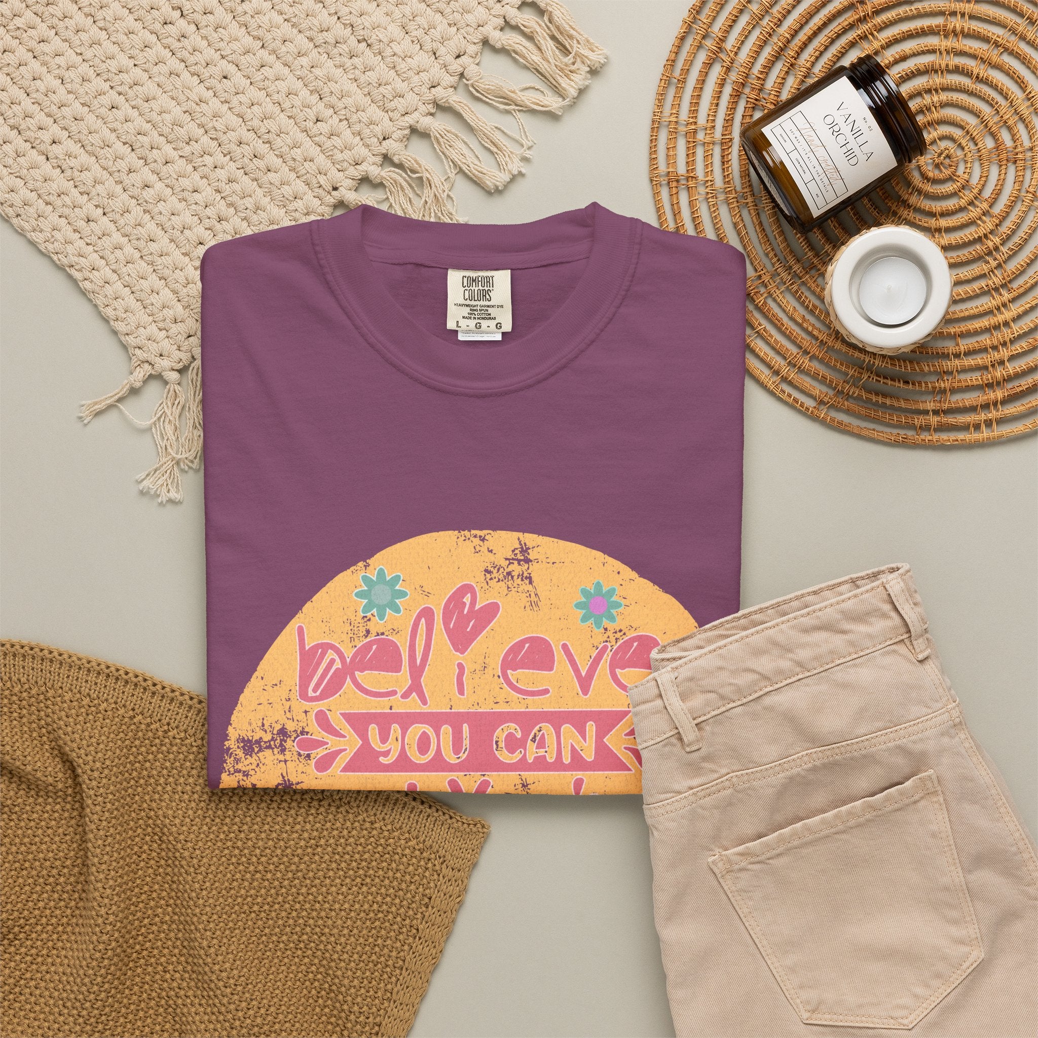 Textured Believe You Can Tee — "Believe You Can and You're Halfway There" Inspirational T‑Shirt