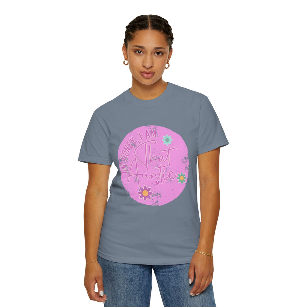 That Auntie Textured T-Shirt — “Oh Honey I Am That Auntie” Floral Graphic Tee