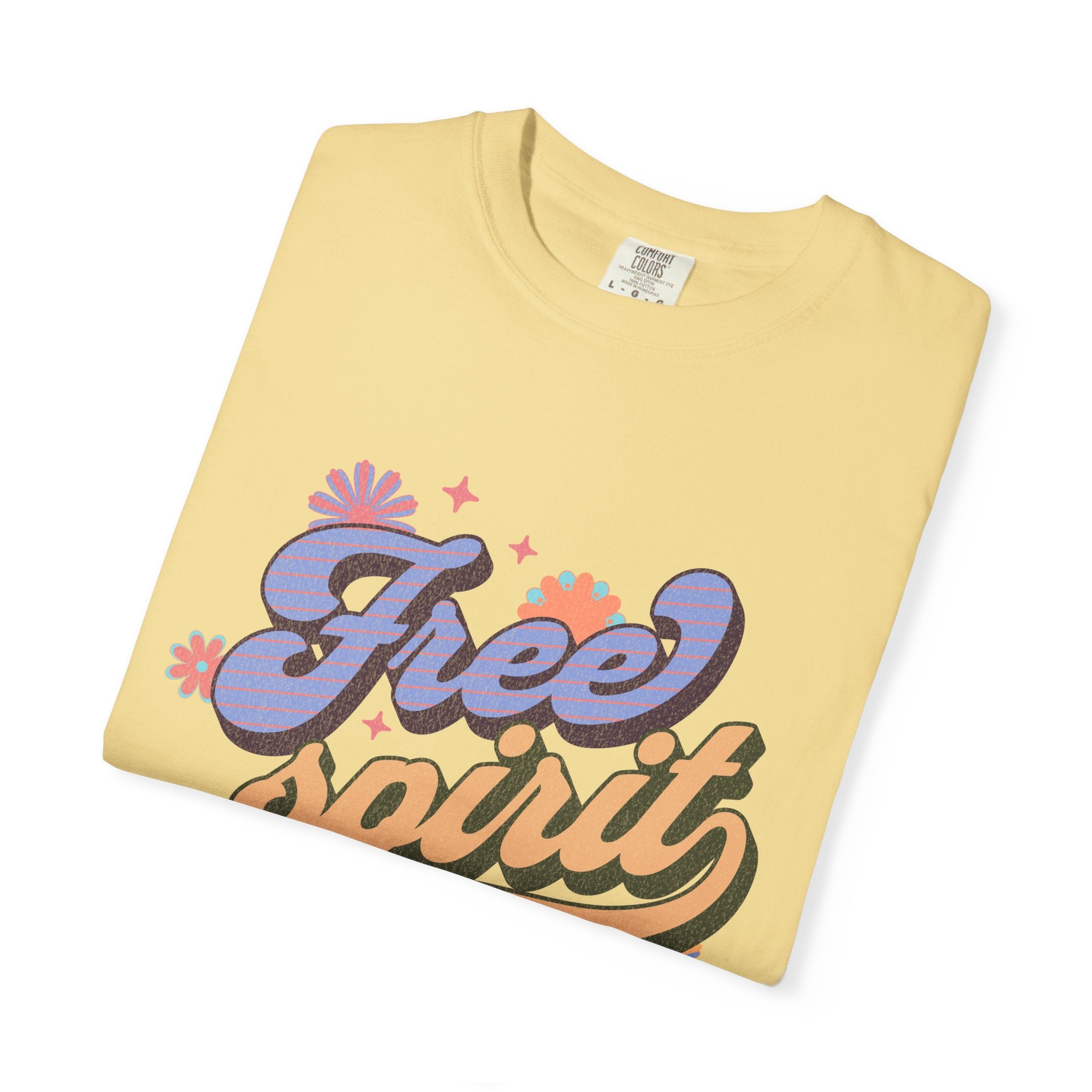 Textured Free Spirit T-Shirt — Retro Hand-Lettered Graphic Tee