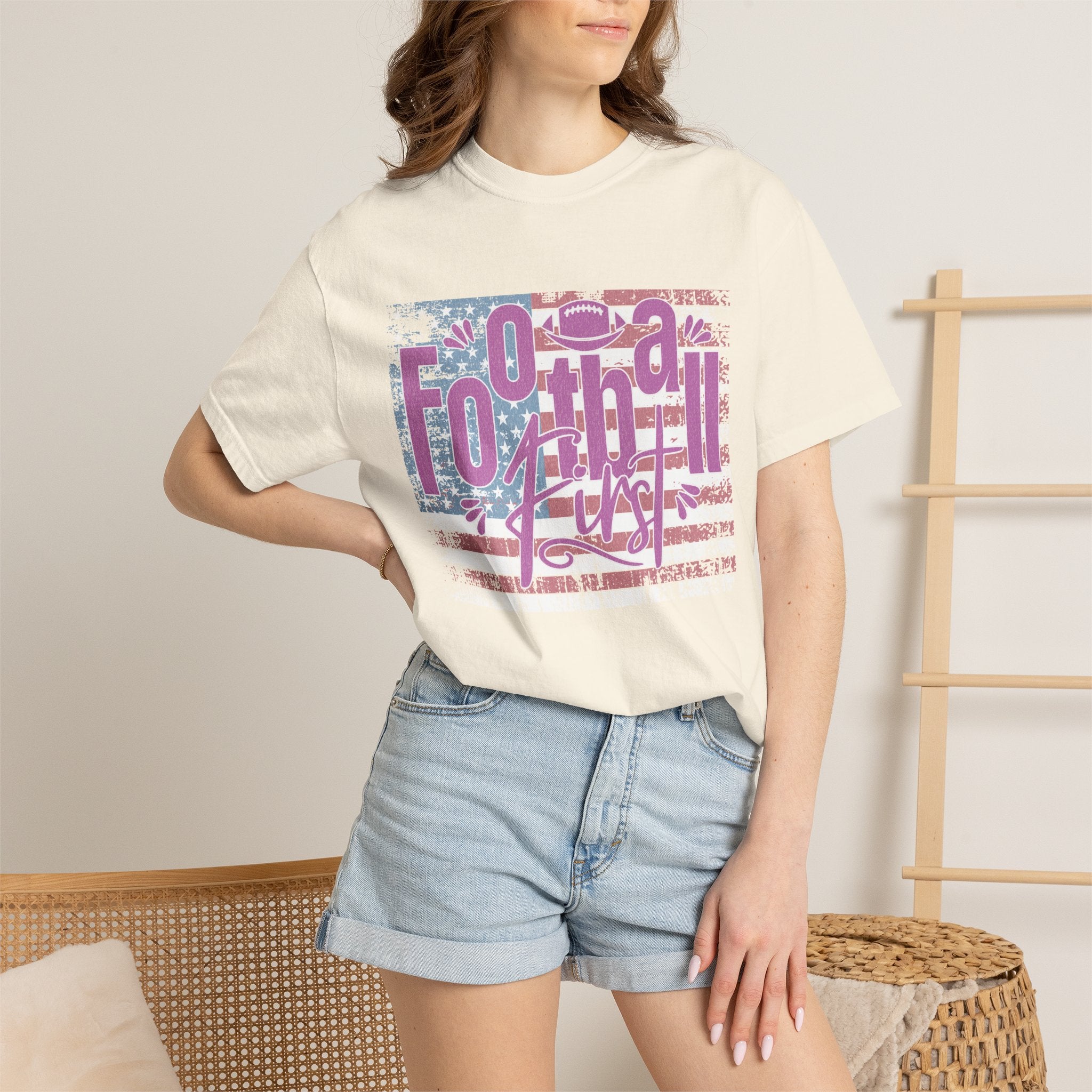 Textured Retro Americana Football First Tee