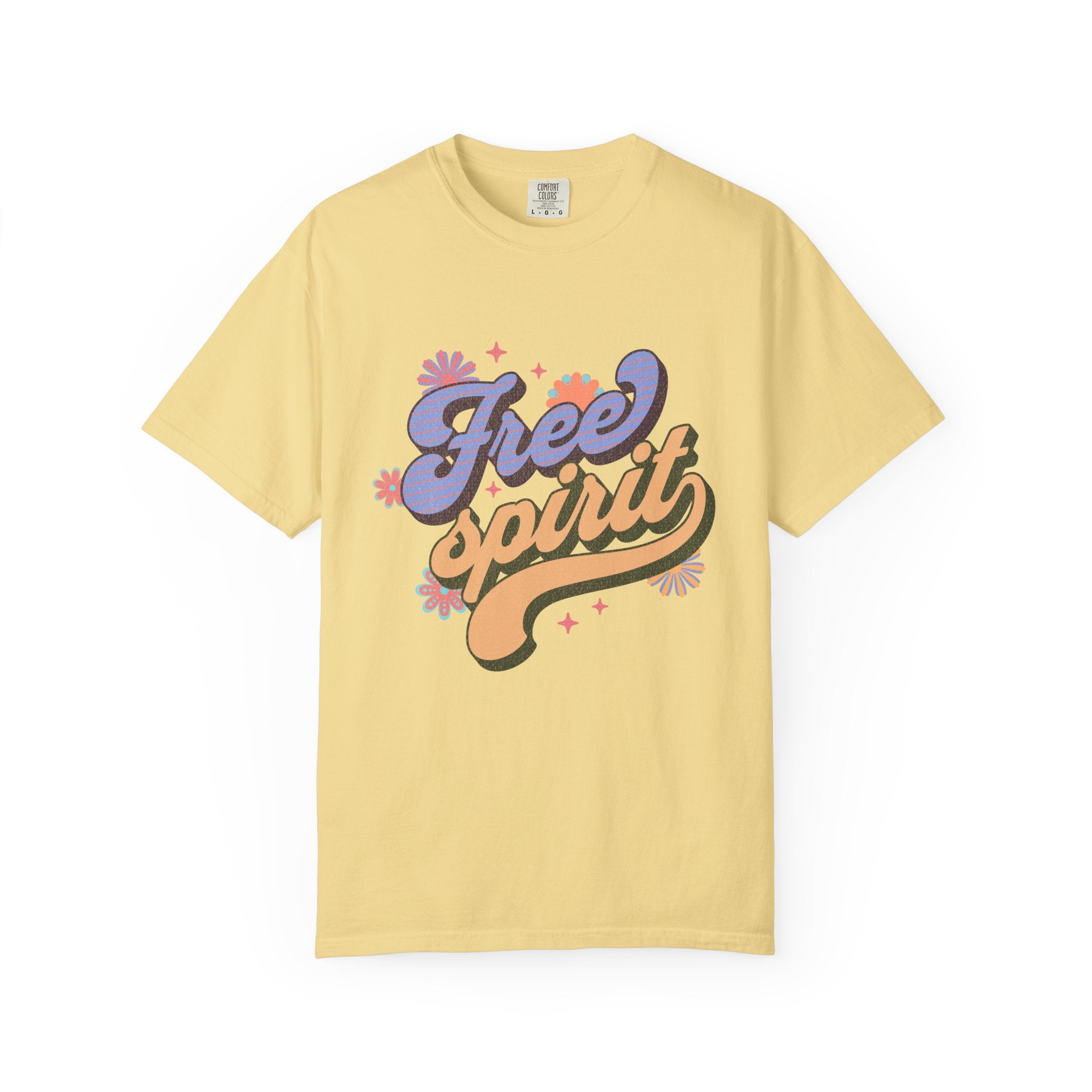 Textured Free Spirit T-Shirt — Retro Hand-Lettered Graphic Tee
